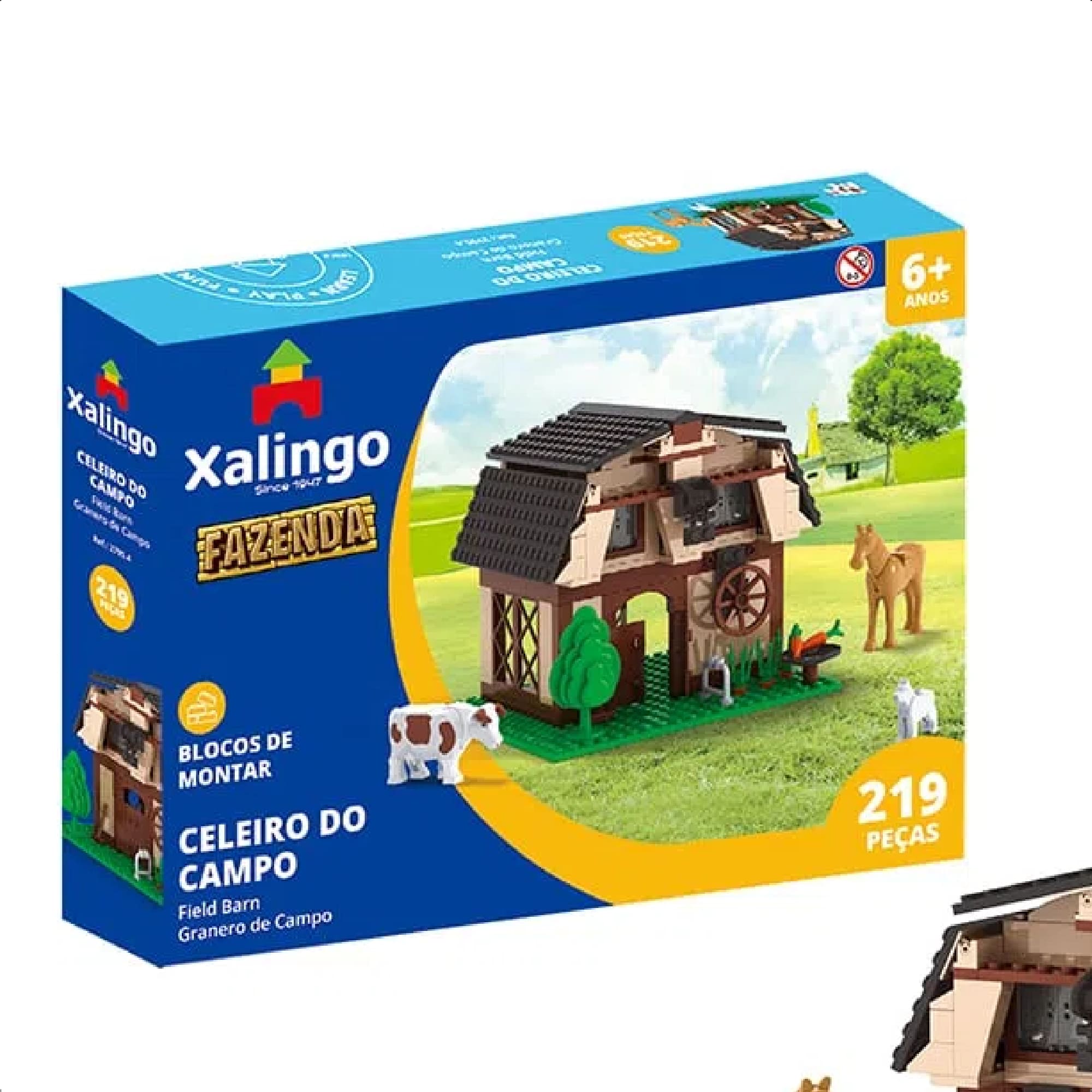 Brinquedo De Encaixe Fazenda Celeiro Do Campo 219 Peças Coordenação Motora +6 Anos Xalingo 27954