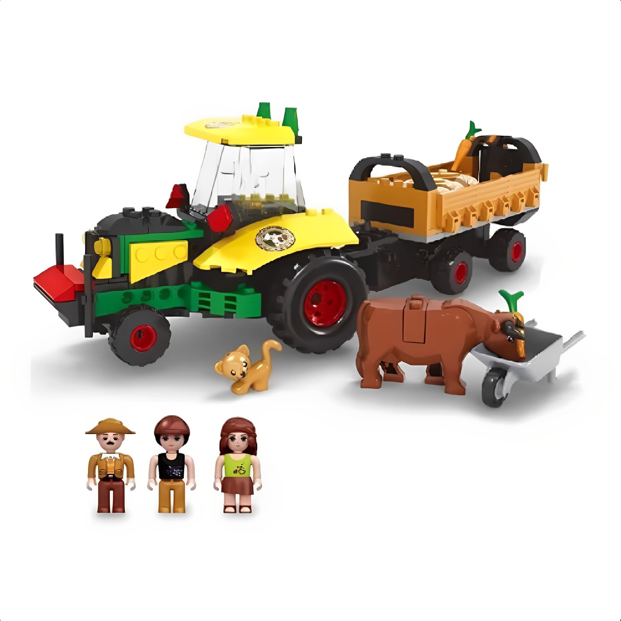 Brinquedo De Encaixe Fazenda Trator Reboque 260 Peças Coordenação Motora +6 Anos Xalingo 27965