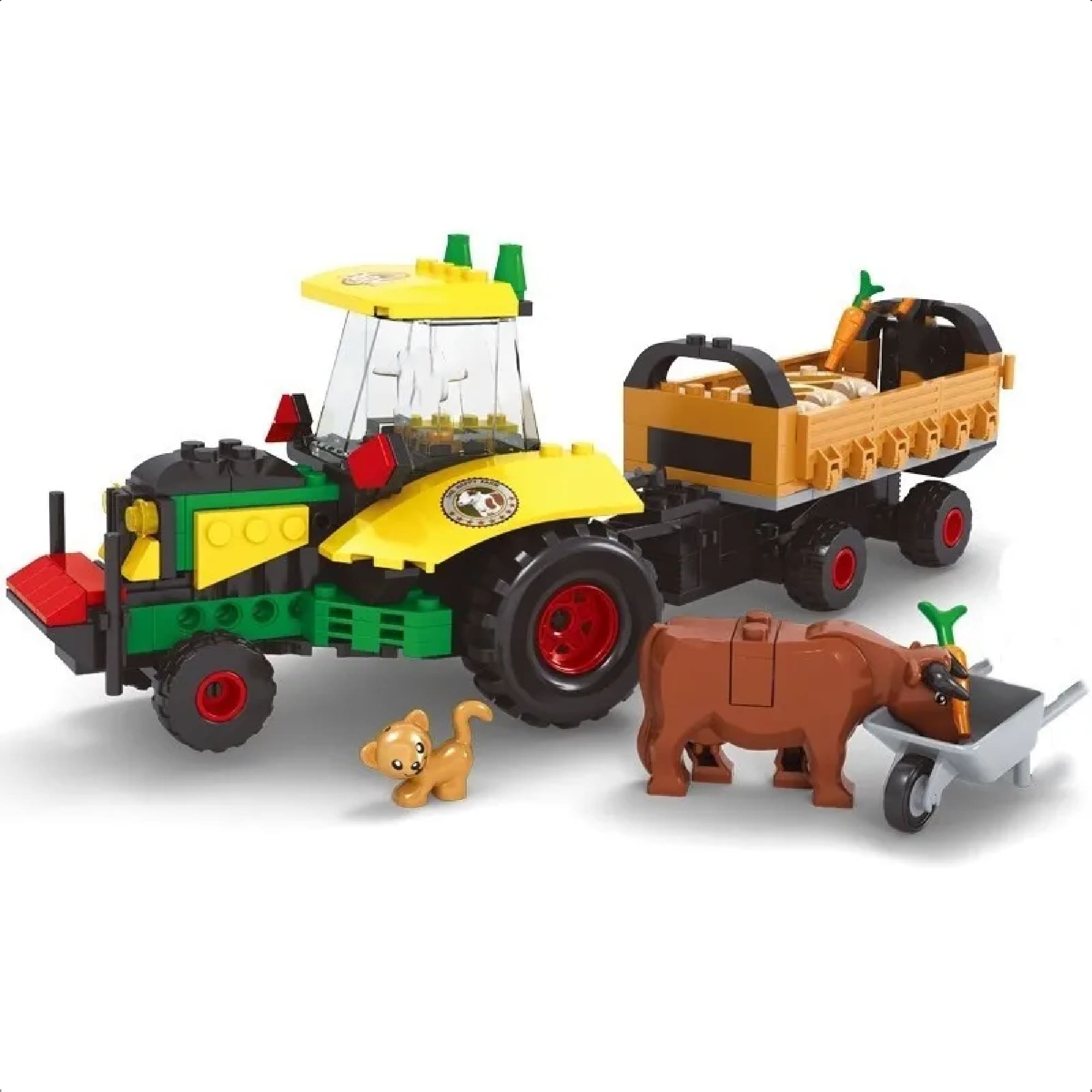 Brinquedo De Encaixe Fazenda Trator Reboque 260 Peças Coordenação Motora +6 Anos Xalingo 27965