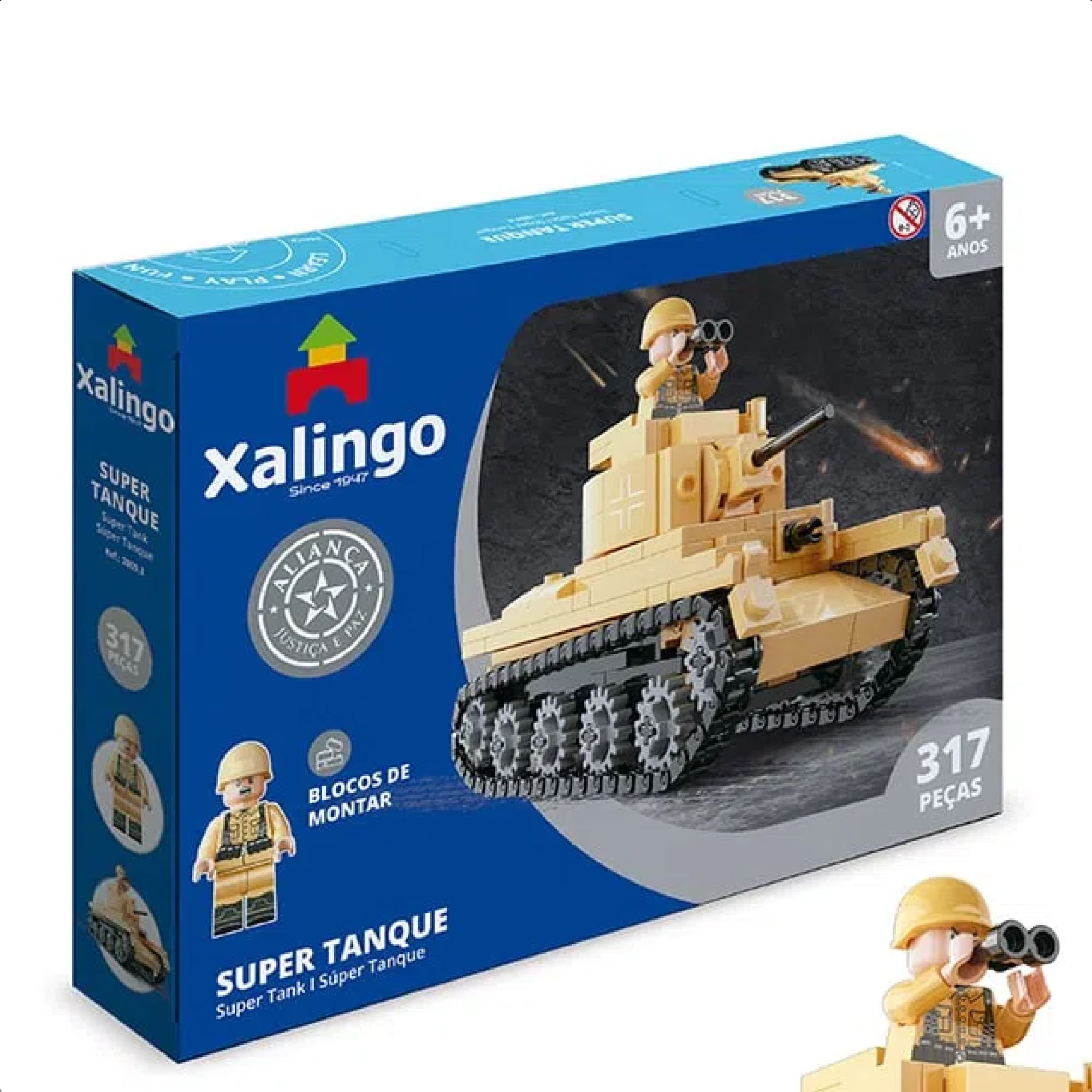 Brinquedo De Encaixe Aliança Justiça E Paz Super Tanque 317 Pçs +6 Anos Xalingo 28098