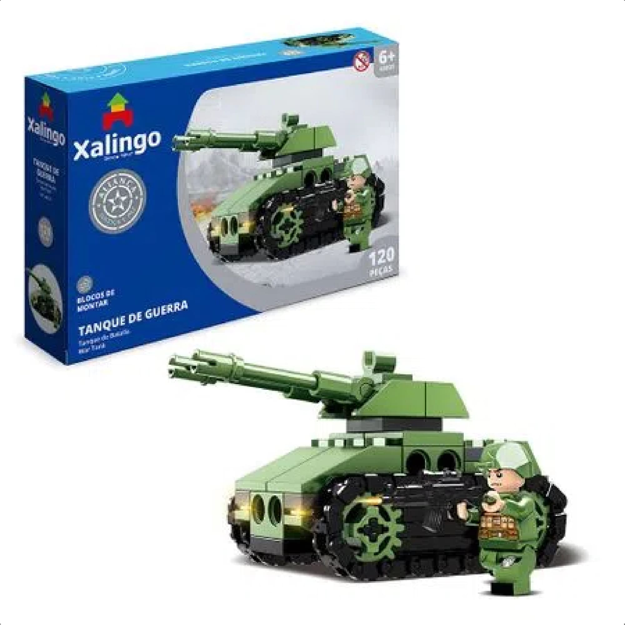 Brinquedo De Encaixe Aliança Justiça E Paz Tanque De Guerra 120 Peças +6 Anos Xalingo - 28110