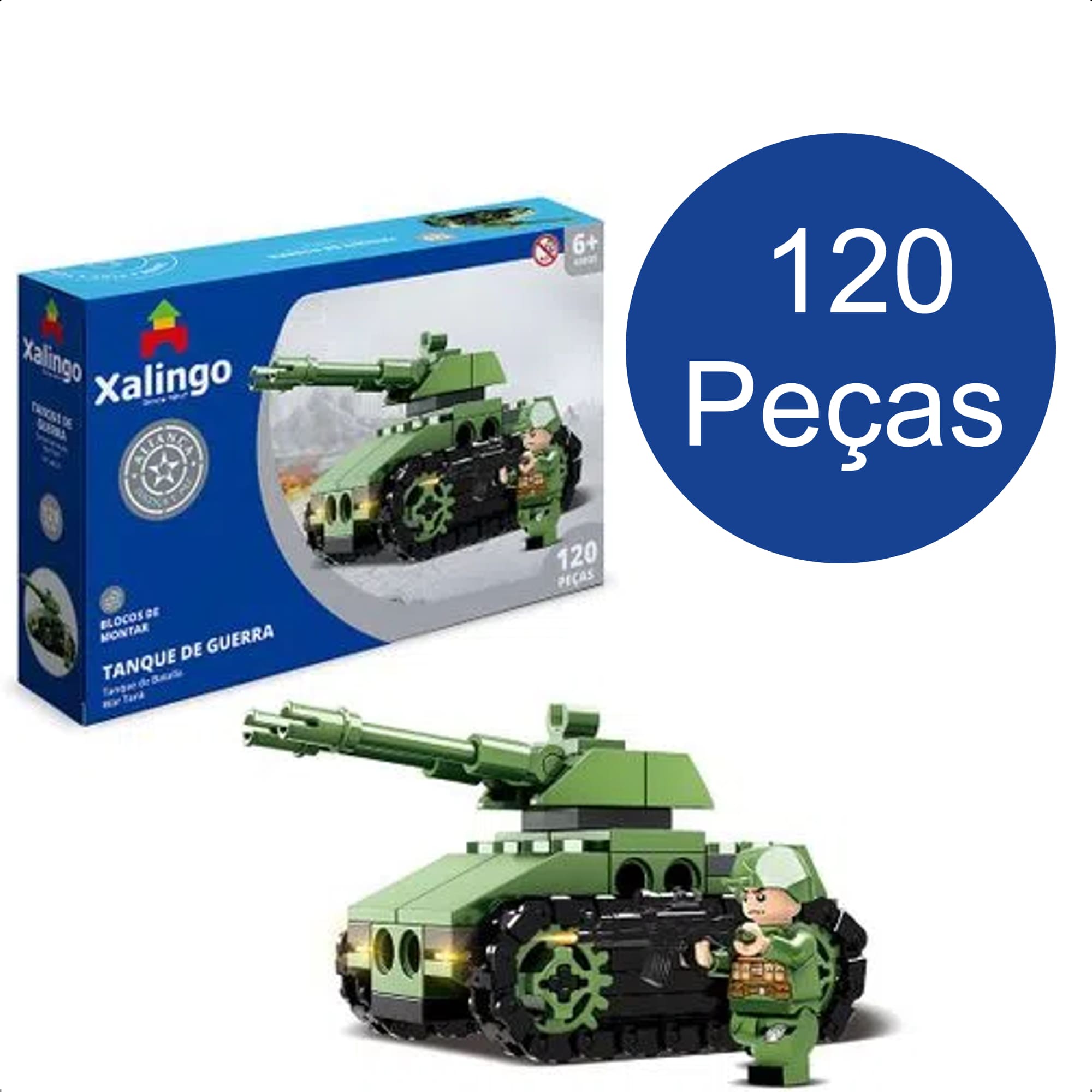 Brinquedo De Encaixe Aliança Justiça E Paz Tanque De Guerra 120 Peças +6 Anos Xalingo - 28110