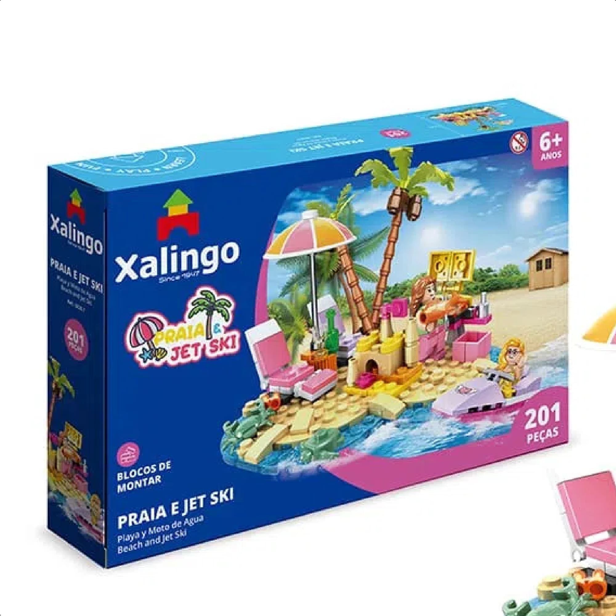 Brinquedo Encaixe Mundo Encantado Praia E Jetski 201 Pçs Coordenação Motora +6 Anos Xalingo 28287