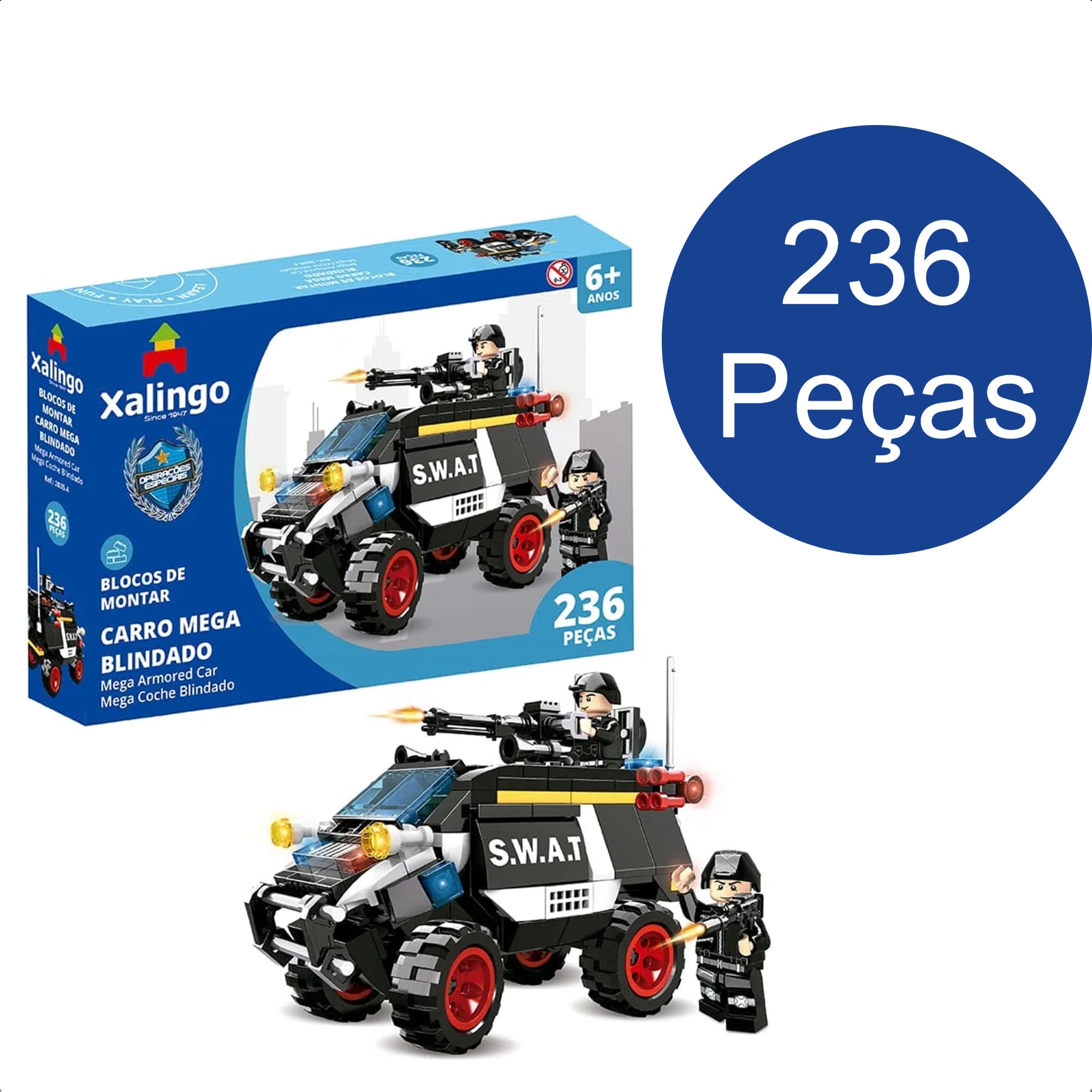 Brinquedo De Encaixe Operações Especiais Carro Mega Blindado 236 Peças +6 Anos Xalingo - 28354