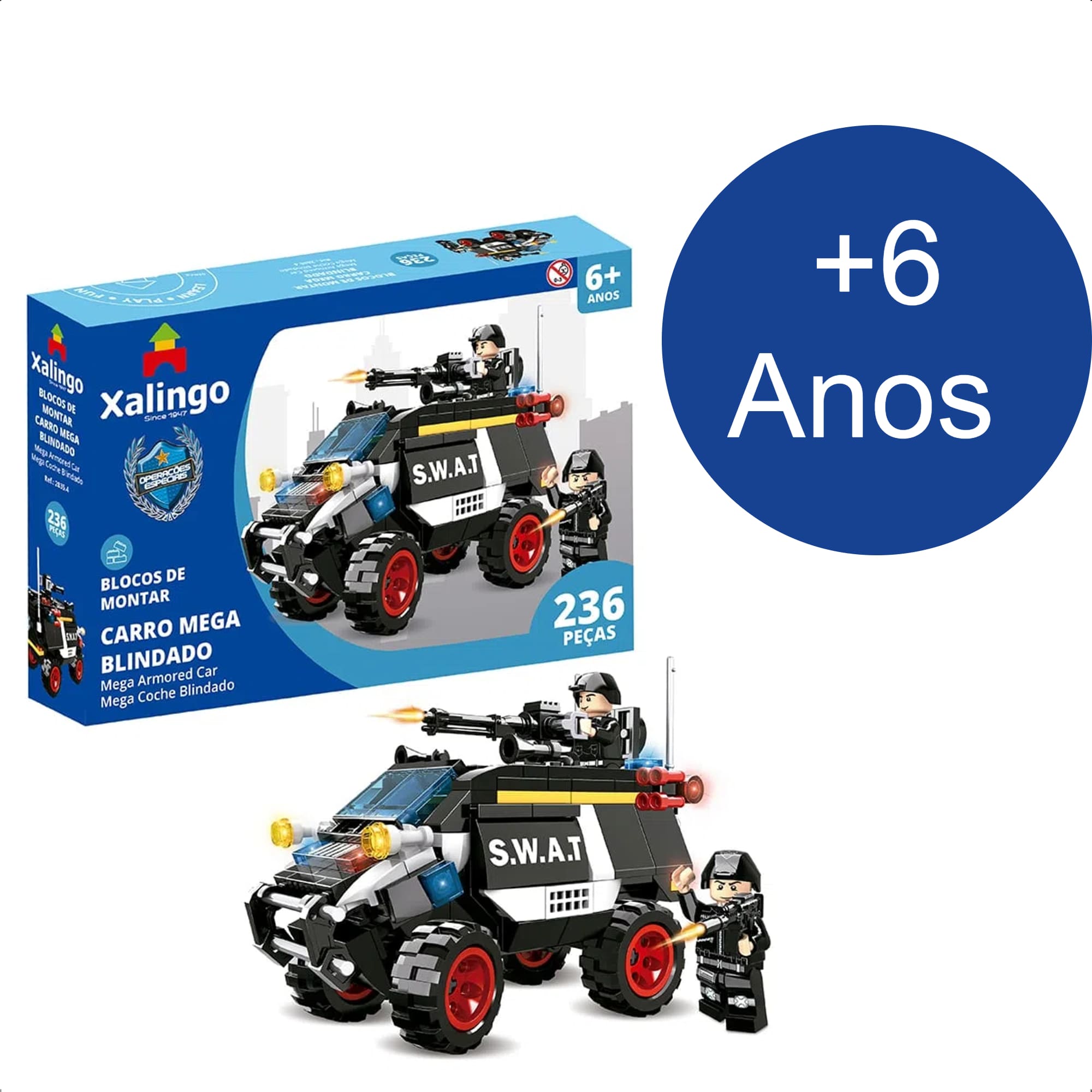 Brinquedo De Encaixe Operações Especiais Carro Mega Blindado 236 Peças +6 Anos Xalingo - 28354