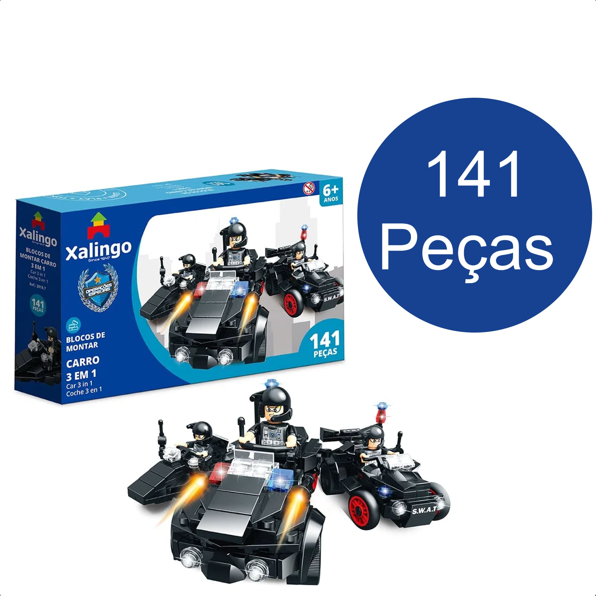Brinquedo de Encaixe Operações Especiais Carro 3 em 1 com 141 Peças +6 Anos Xalingo - 28187