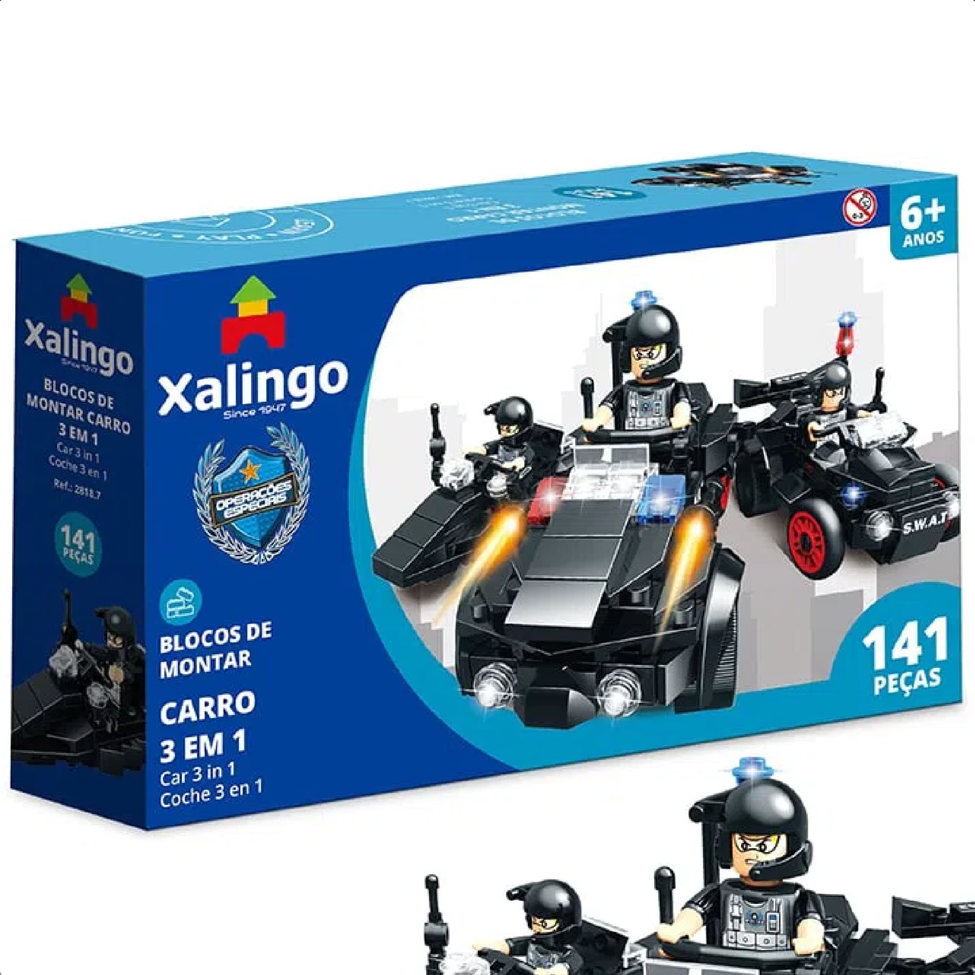 Brinquedo de Encaixe Operações Especiais Carro 3 em 1 com 141 Peças +6 Anos Xalingo - 28187