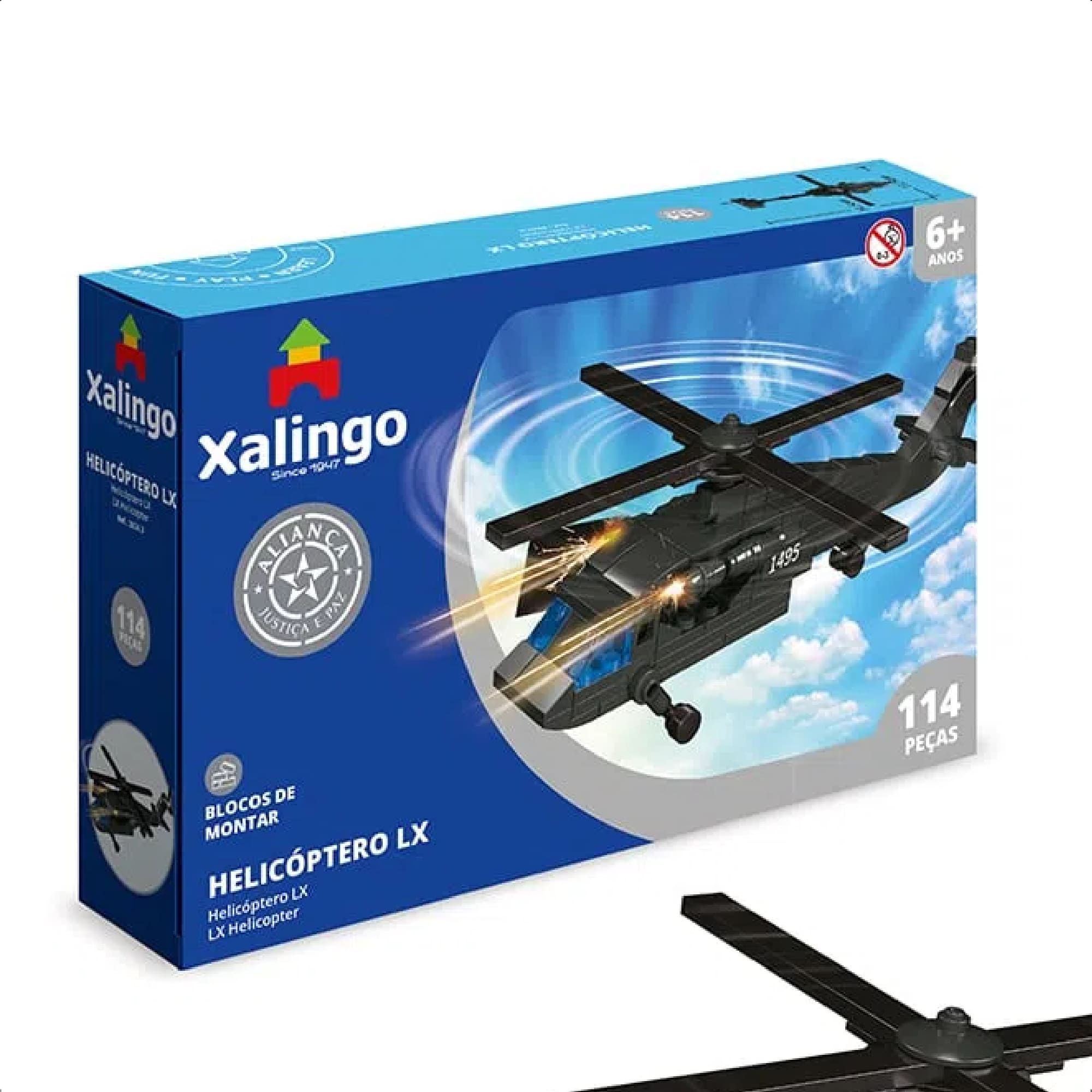 Brinquedo De Encaixe Aliança Justiça e Paz Helicóptero LX 114 Pçs +6 Anos Xalingo 28243
