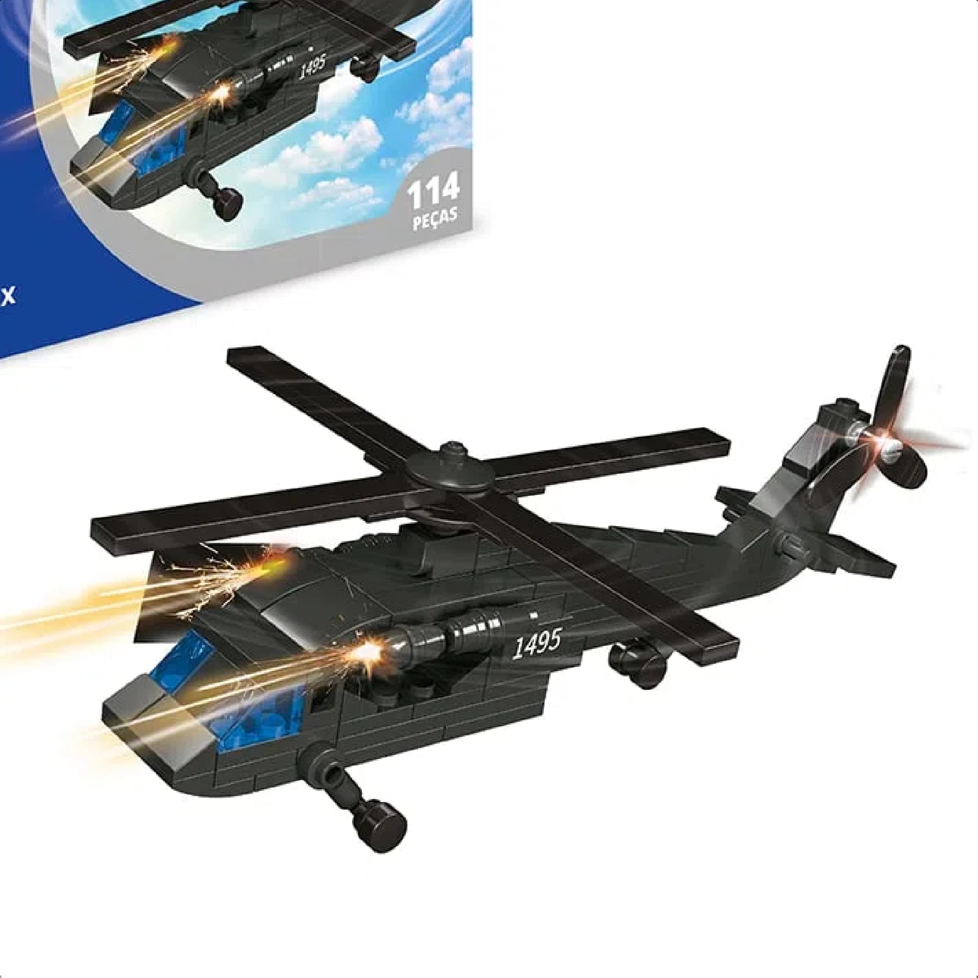 Brinquedo De Encaixe Aliança Justiça e Paz Helicóptero LX 114 Pçs +6 Anos Xalingo 28243