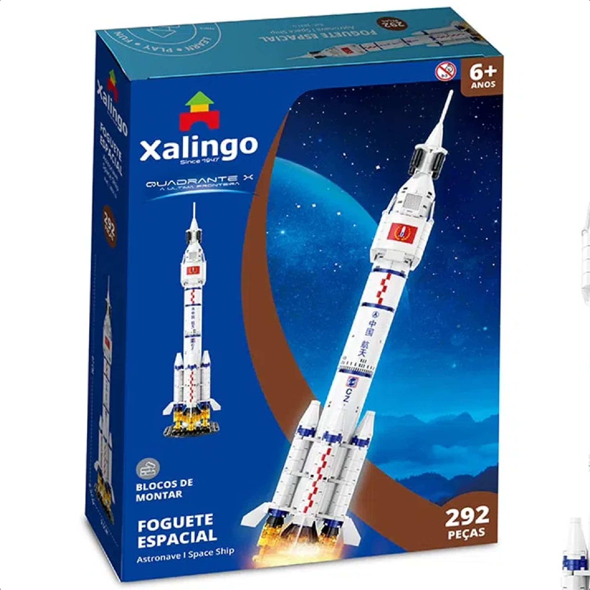 Brinquedo De Encaixe Foguete Espacial 292 Peças Desenvolve +6 Anos Educativo Xalingo - 28310