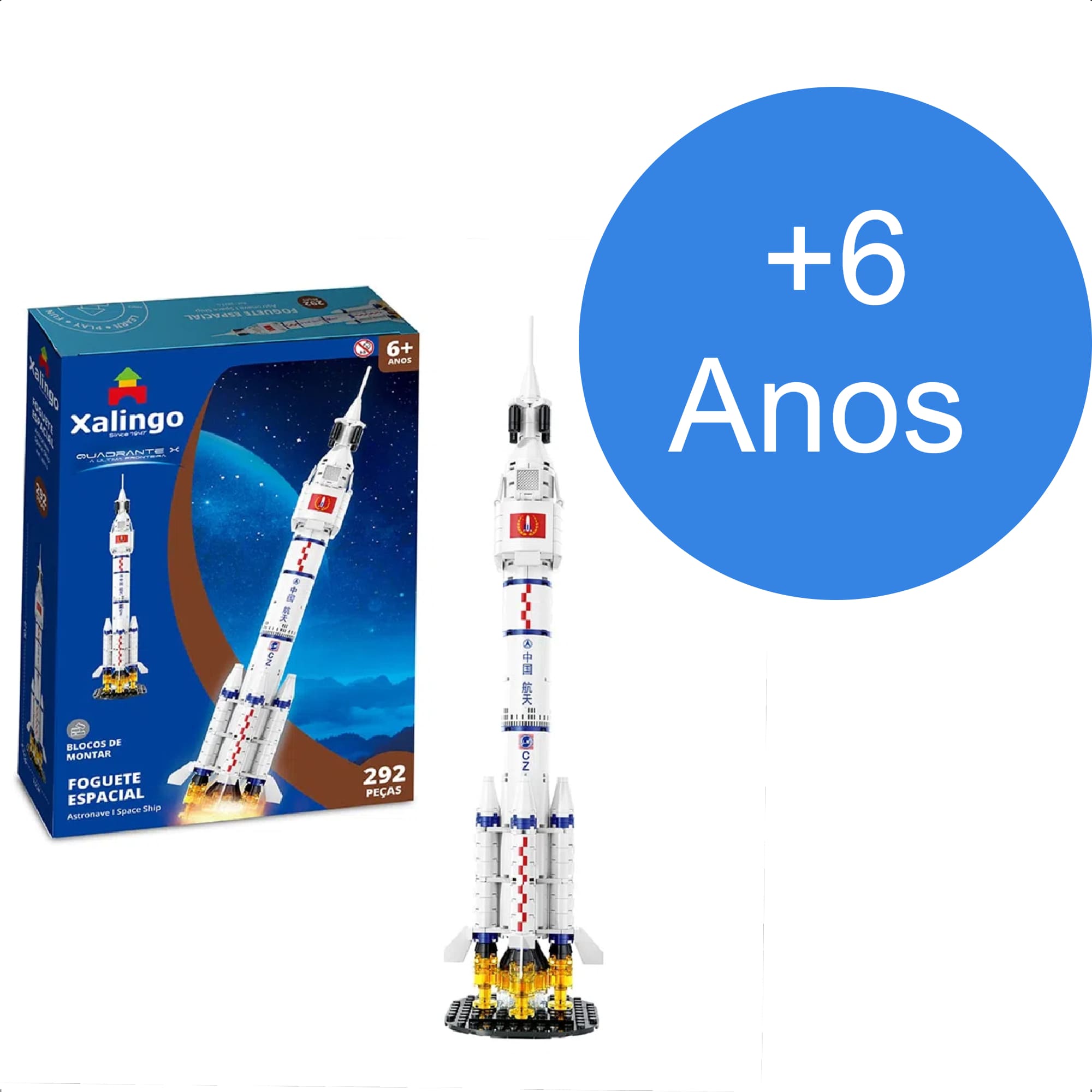 Brinquedo De Encaixe Foguete Espacial 292 Peças Desenvolve +6 Anos Educativo Xalingo - 28310
