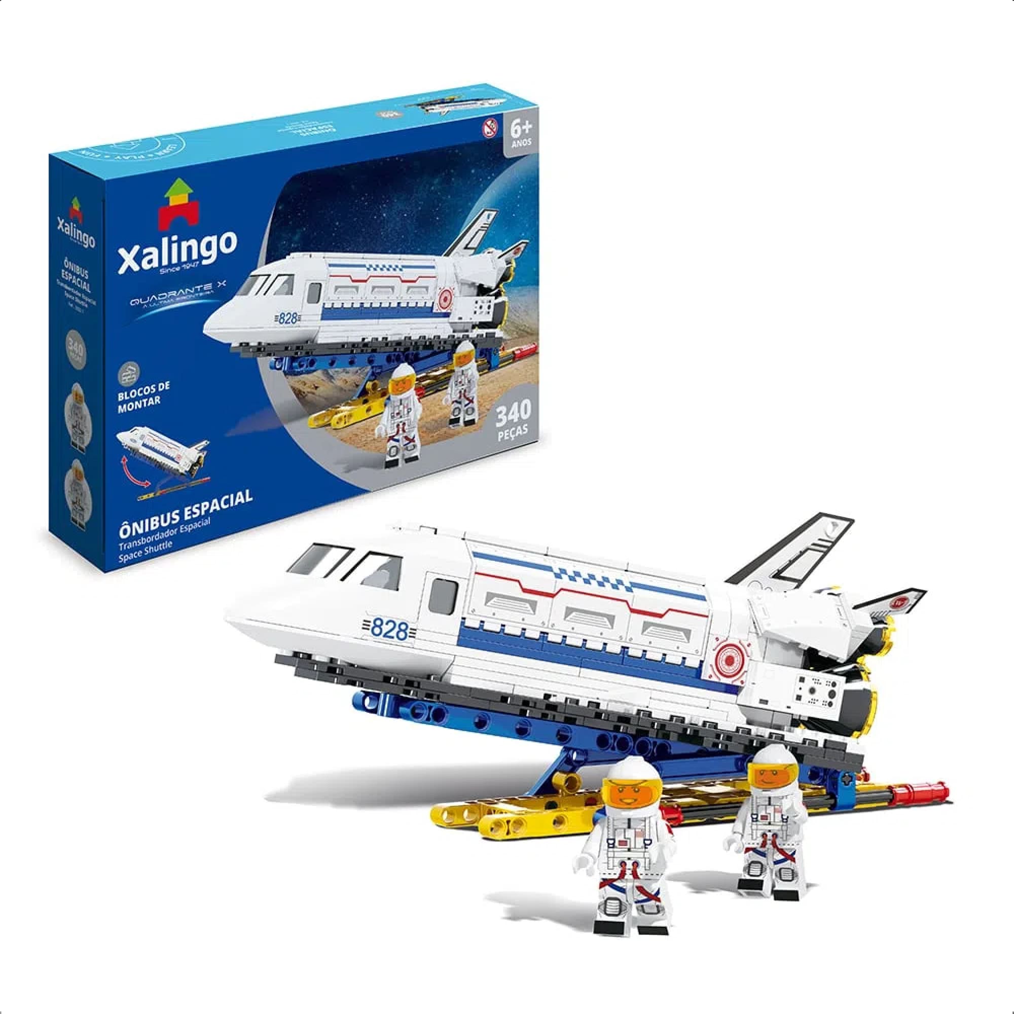 Brinquedo de Encaixe Ônibus Espacial 340 Peças Quadrante X + de 6 Anos Educativo Xalingo - 28321
