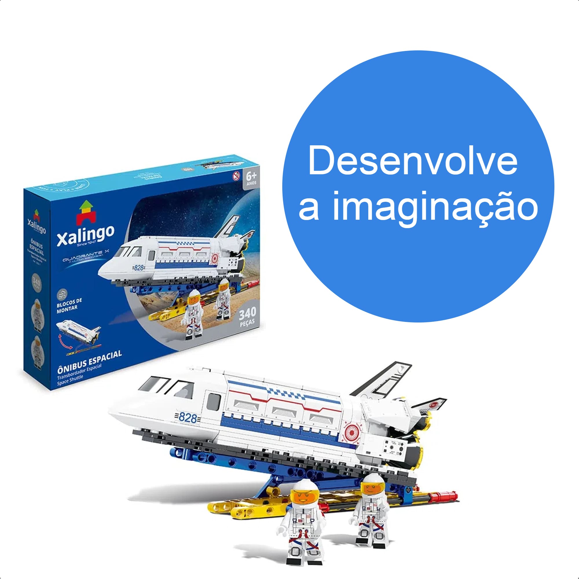 Brinquedo de Encaixe Ônibus Espacial 340 Peças Quadrante X + de 6 Anos Educativo Xalingo - 28321