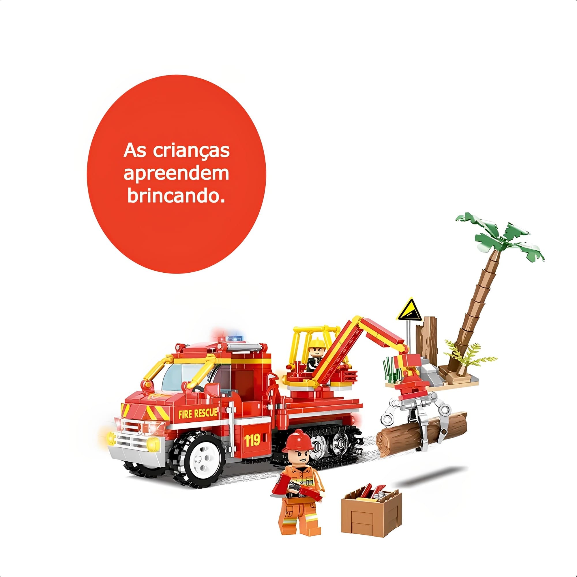 Brinquedo de Montar +6 Anos Bombeiros Caminhão De Apoio 439 Peças Educativo Xalingo - 28176