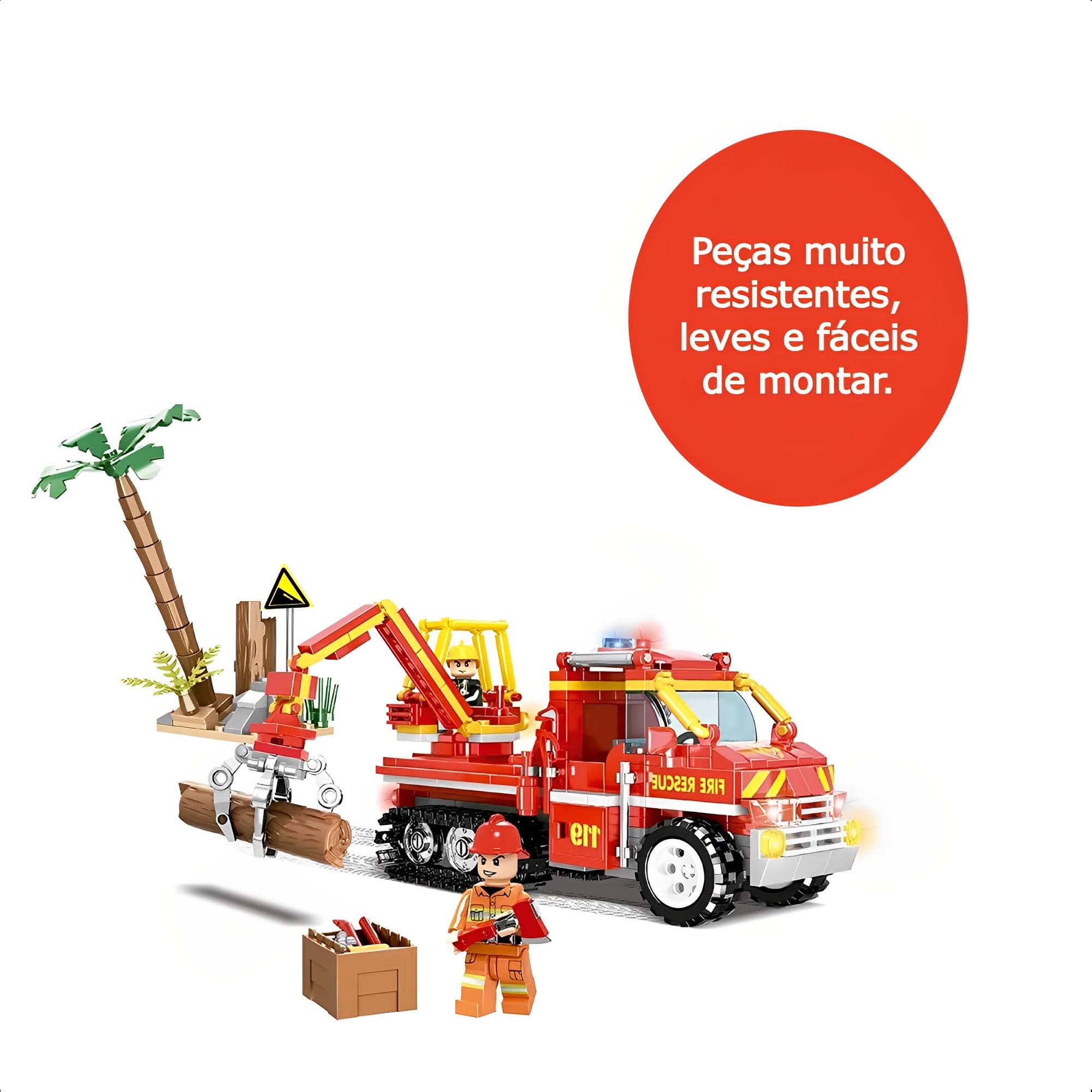 Brinquedo de Montar +6 Anos Bombeiros Caminhão De Apoio 439 Peças Educativo Xalingo - 28176