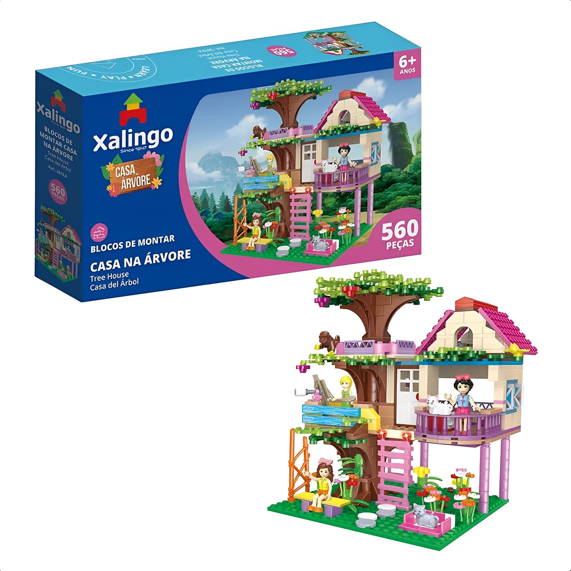 Brinquedo Infantil de Montar +5 Anos Mundo Encantado Casa na Árvore 560 Pçs Lúdico Xalingo - 28198