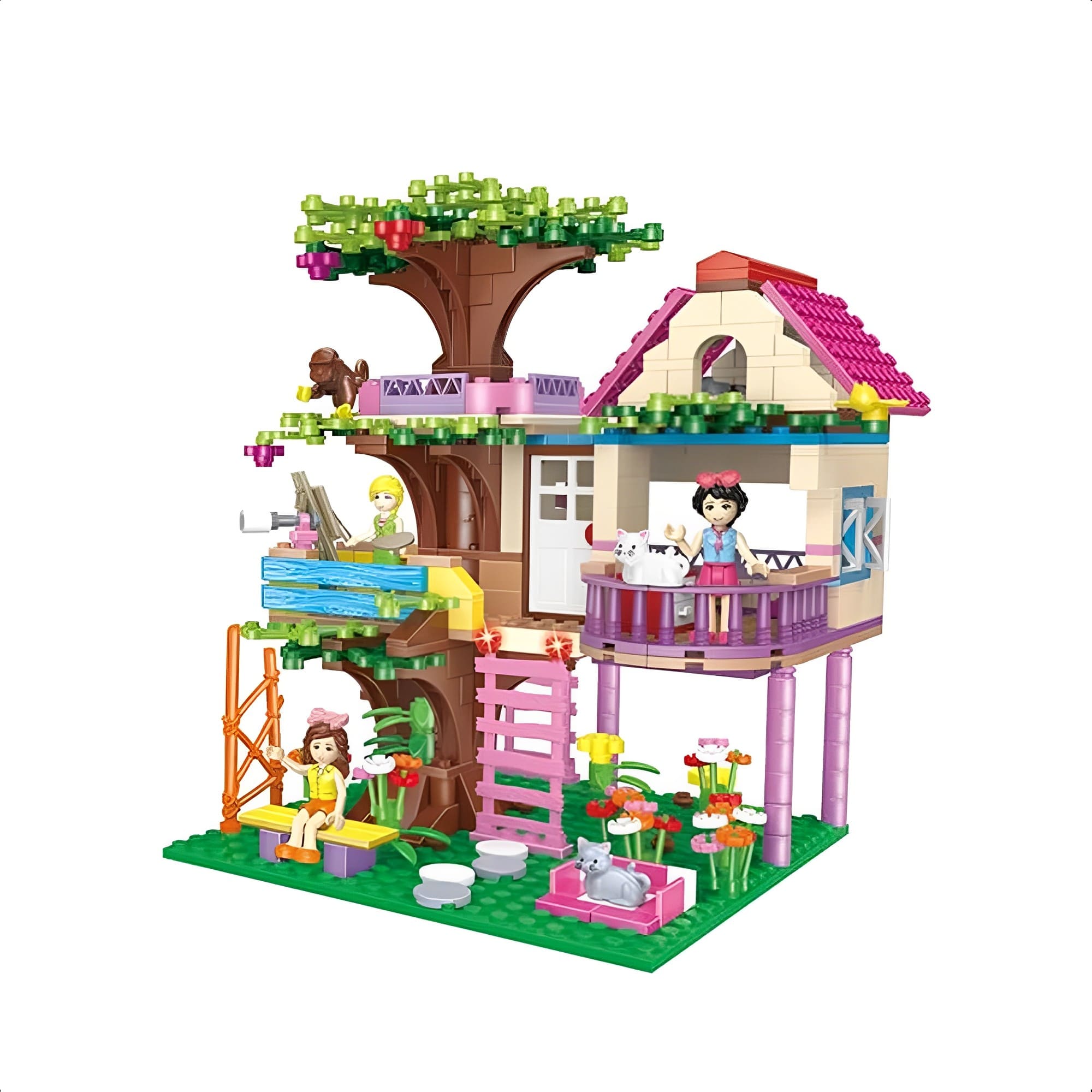 Brinquedo Infantil de Montar +5 Anos Mundo Encantado Casa na Árvore 560 Pçs Lúdico Xalingo - 28198