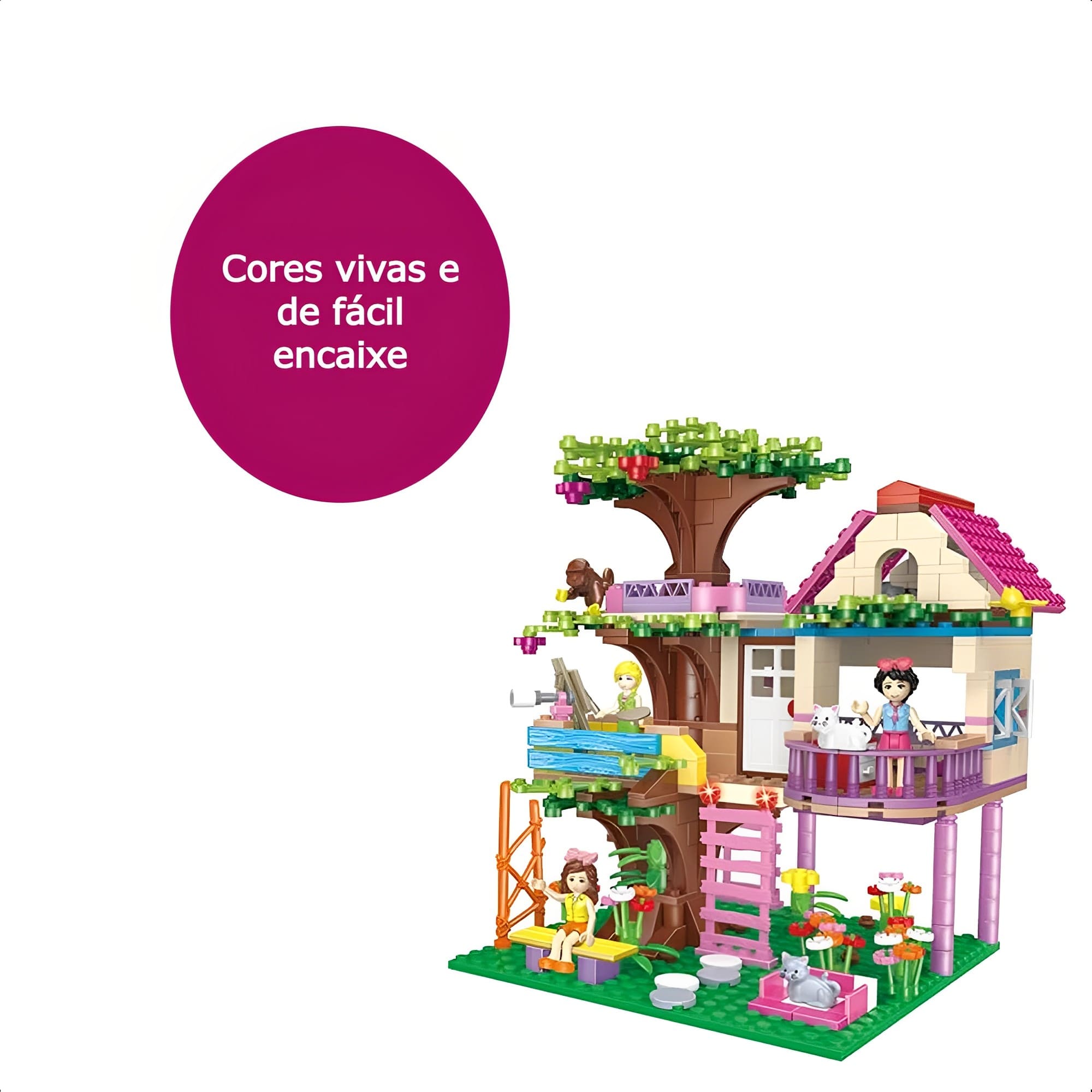 Brinquedo Infantil de Montar +5 Anos Mundo Encantado Casa na Árvore 560 Pçs Lúdico Xalingo - 28198