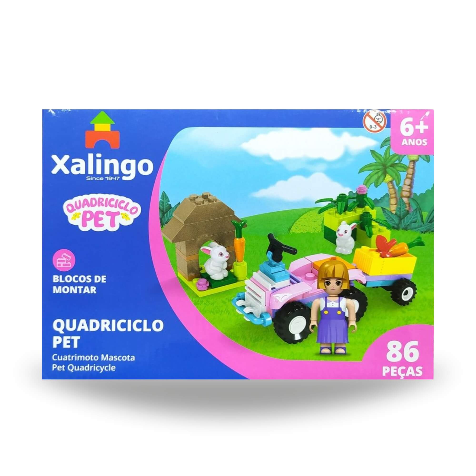 Brinquedo de Montar +6 Anos Mundo Encantado Quadriciclo Pet 86 Peças Xalingo - 28043