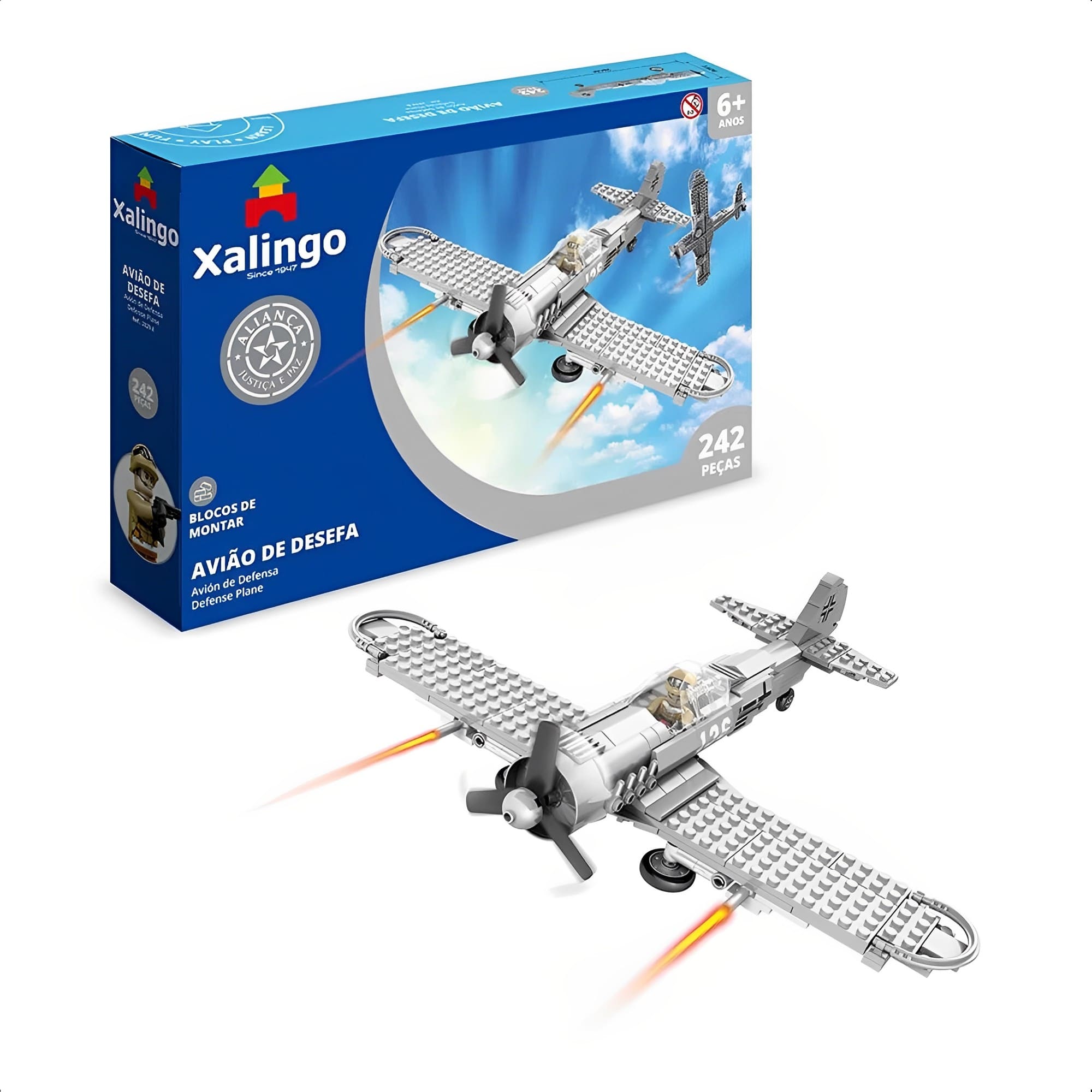 Brinquedo Montar Aliança Justiça E Paz Avião Defesa 242 Infantil +6 anos Educativo Xalingo-28298