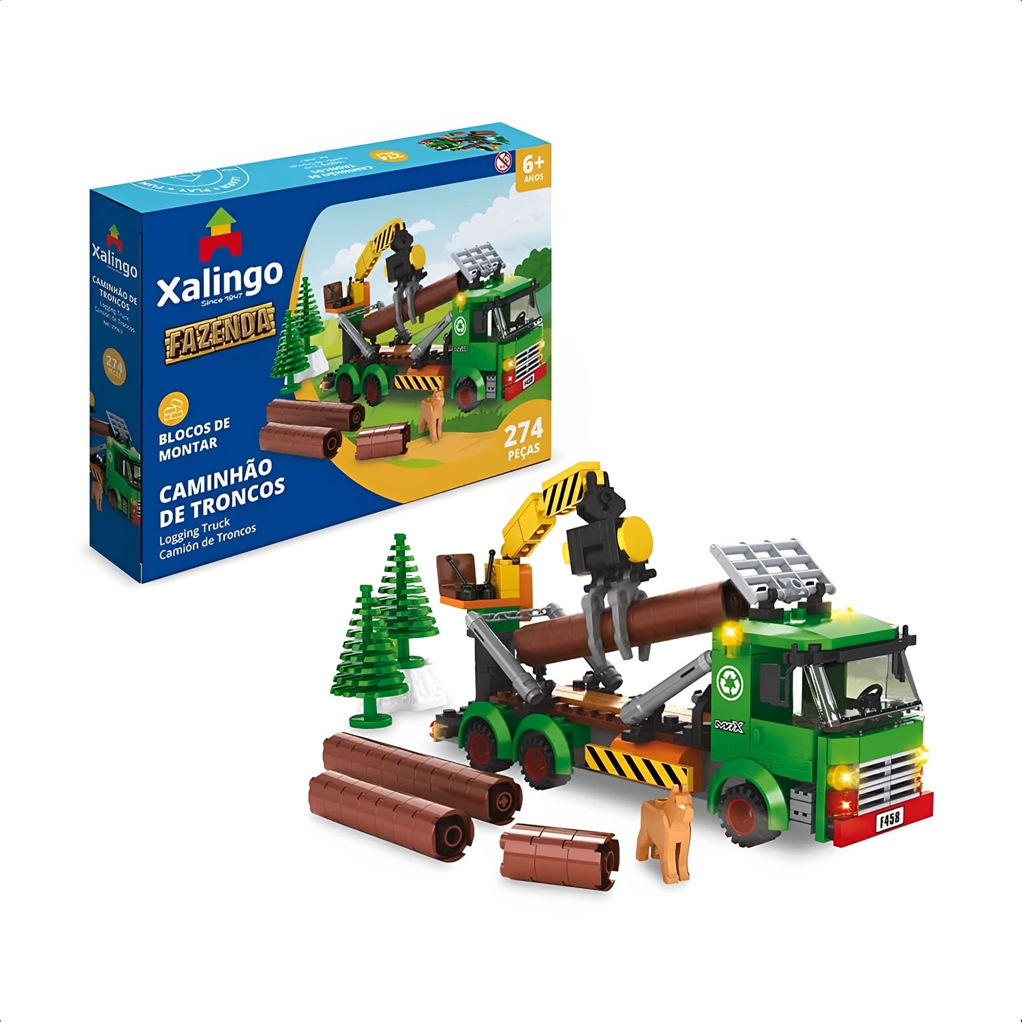 Brinquedo de Montar Fazenda Caminhão Troncos 274 Peças Infantil +6 Anos Educativo Xalingo-27987