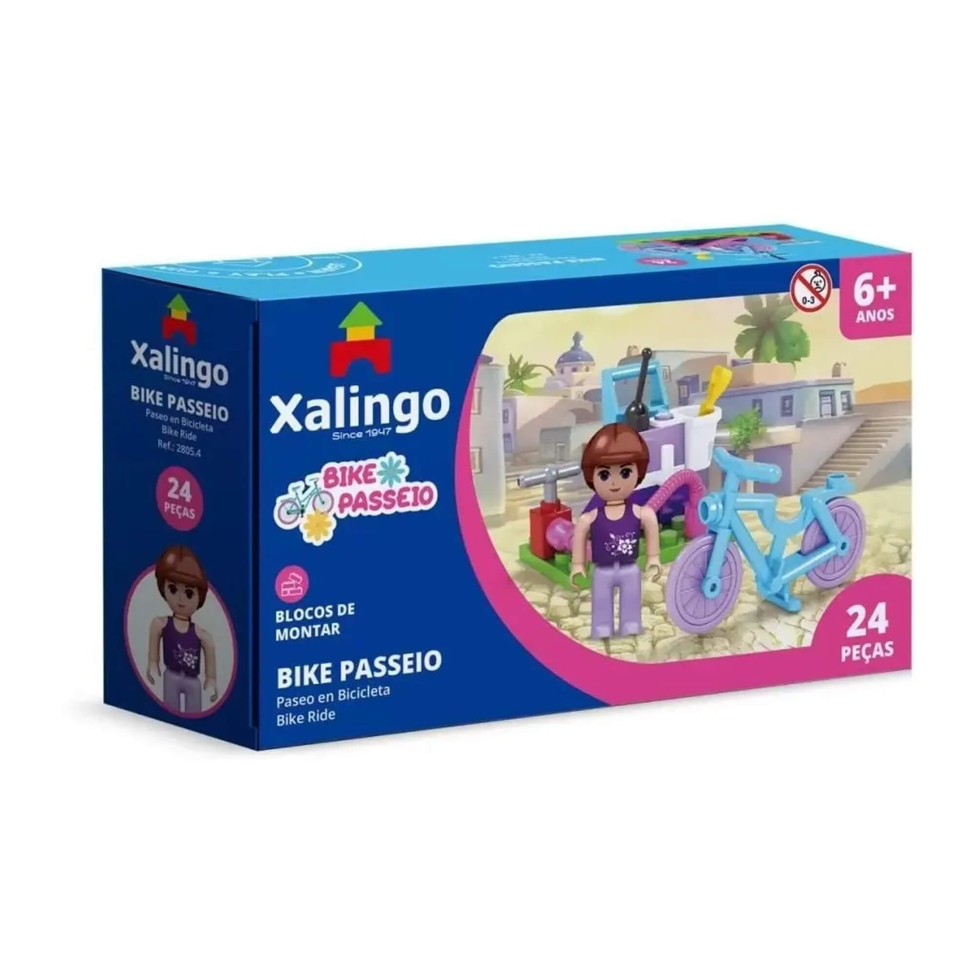 Brinquedo De Encaixe Mundo Encantado Bike Passeio 24 Peças Infantil +6 Anos Educativo Xalingo-28054