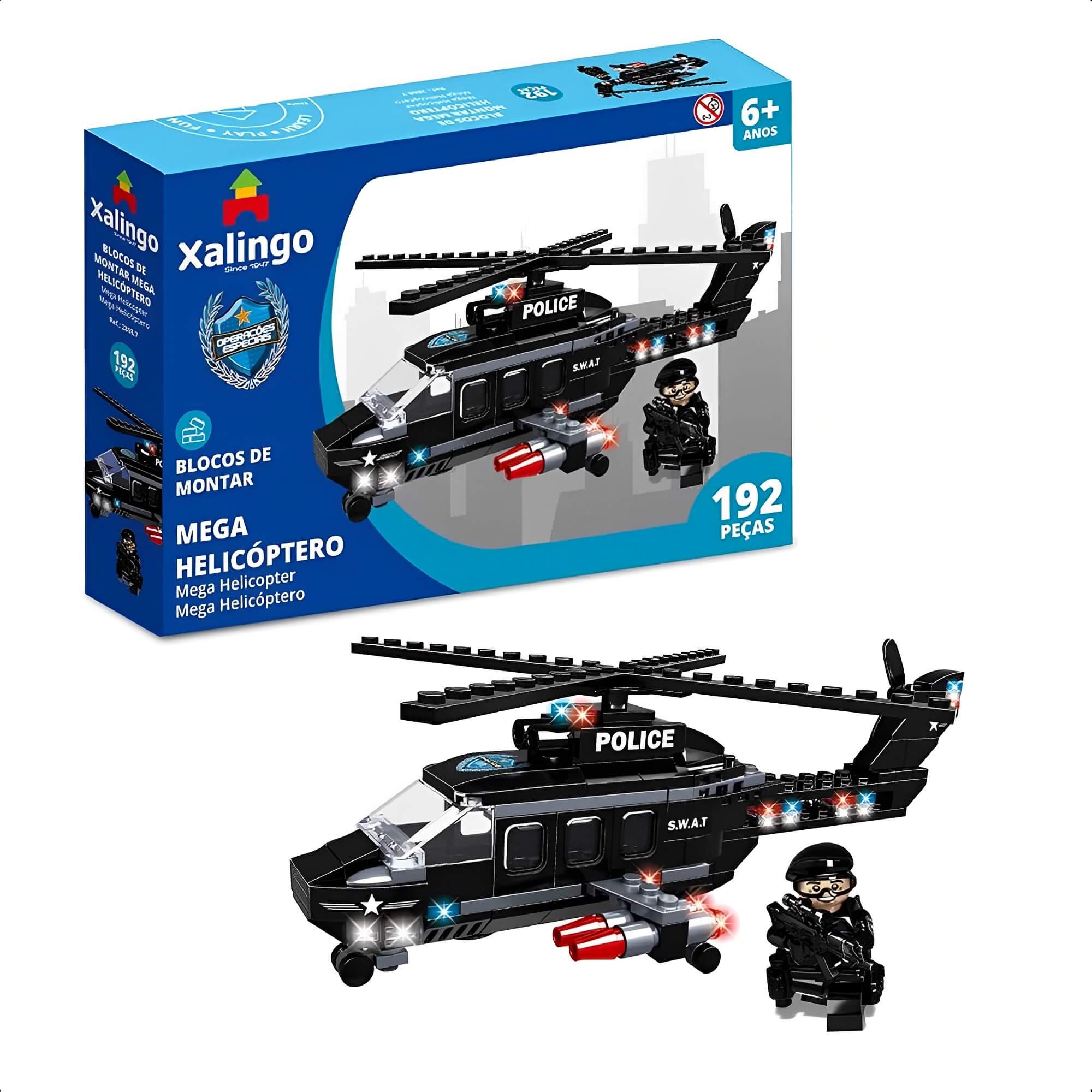 Brinquedo De Encaixe Operações Especiais Mega Helicóptero 192 Peças +6 Anos Xalingo - 28087