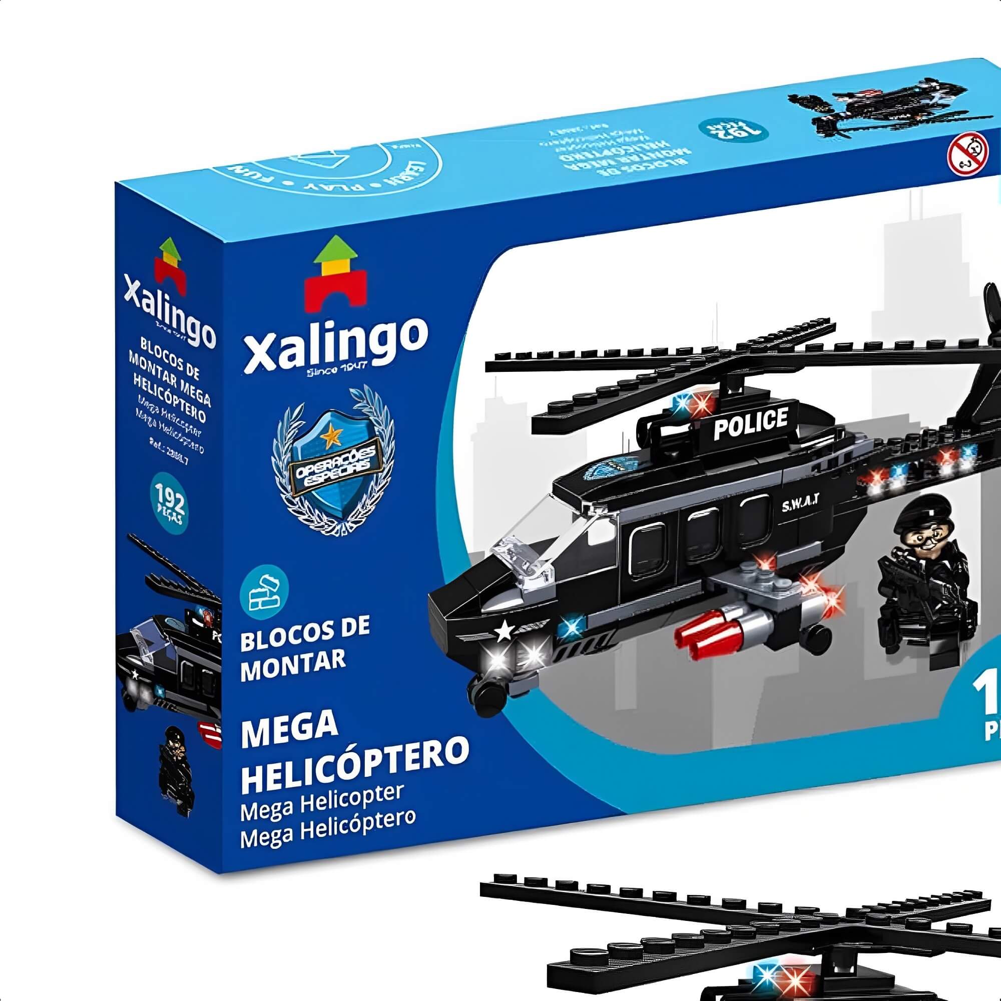 Brinquedo De Encaixe Operações Especiais Mega Helicóptero 192 Peças +6 Anos Xalingo - 28087