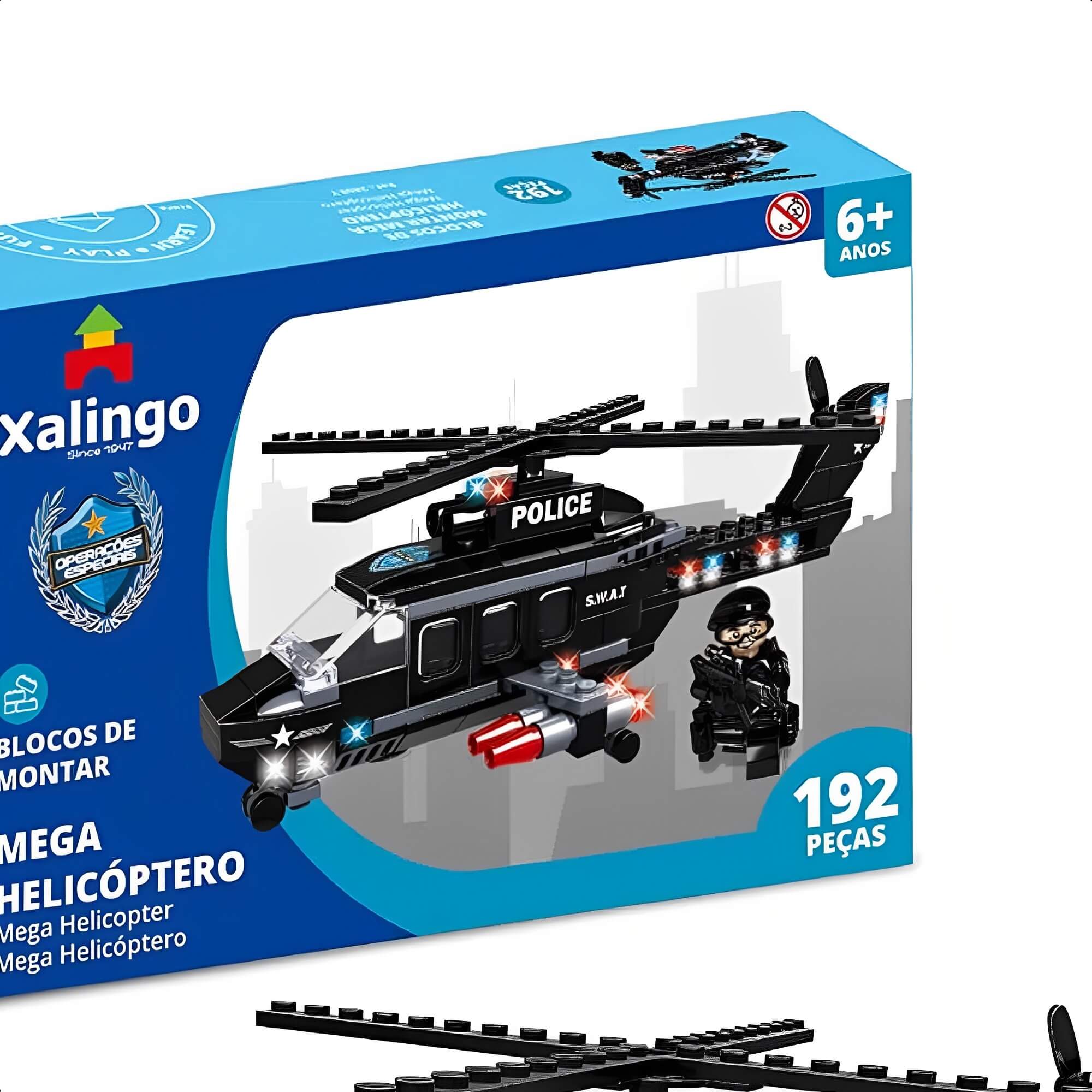 Brinquedo De Encaixe Operações Especiais Mega Helicóptero 192 Peças +6 Anos Xalingo - 28087
