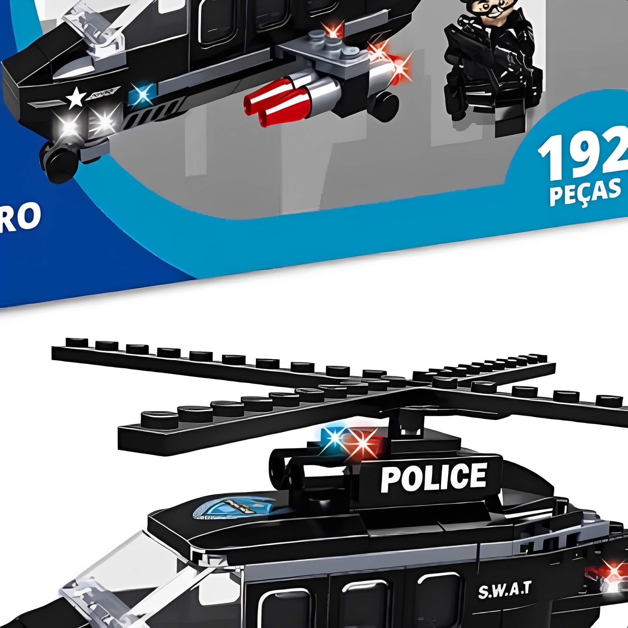 Brinquedo De Encaixe Operações Especiais Mega Helicóptero 192 Peças +6 Anos Xalingo - 28087