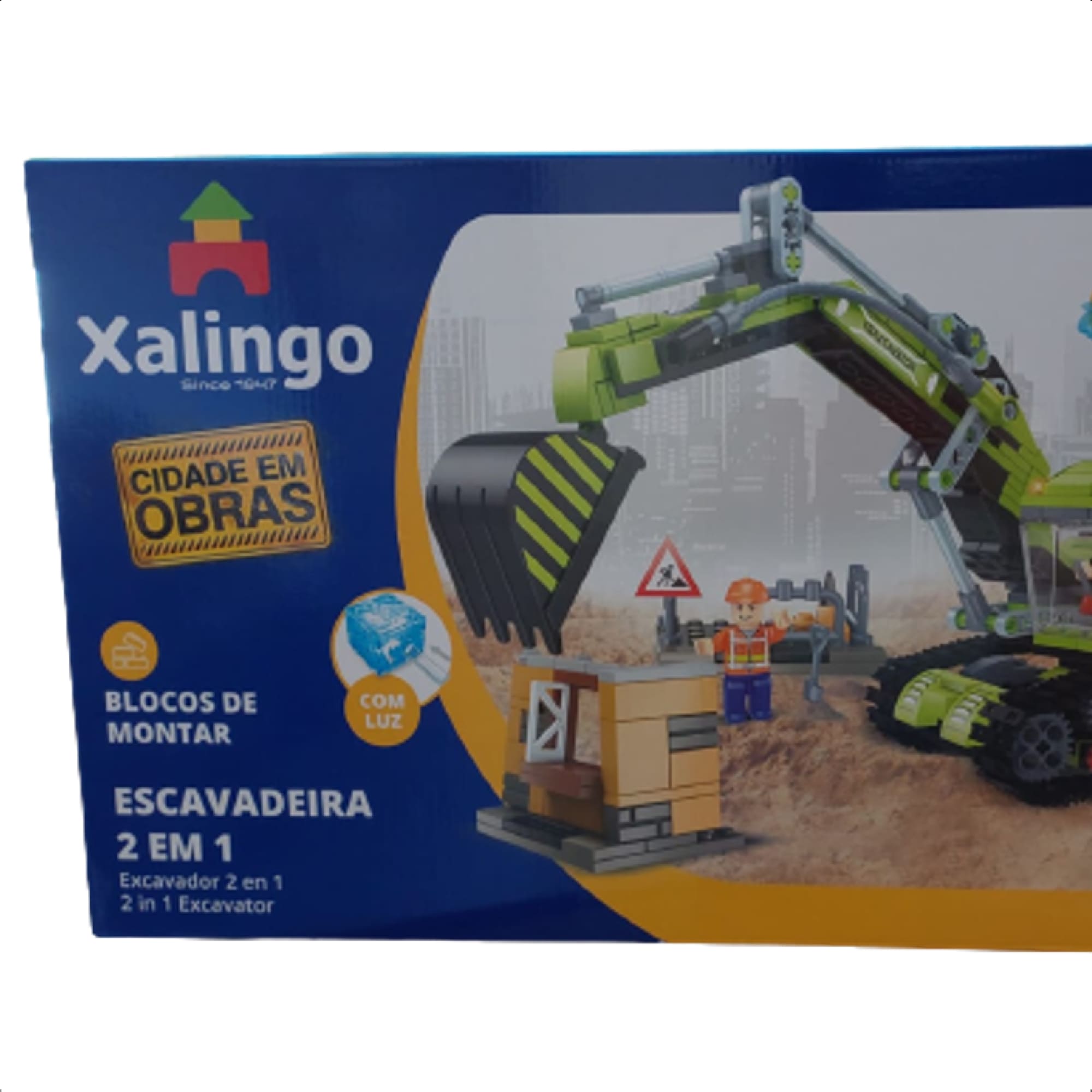Brinquedo de Encaixe 482 Peças Cidade em Obras Escavadeira 2 em 1 Xalingo +6 Anos - 28210