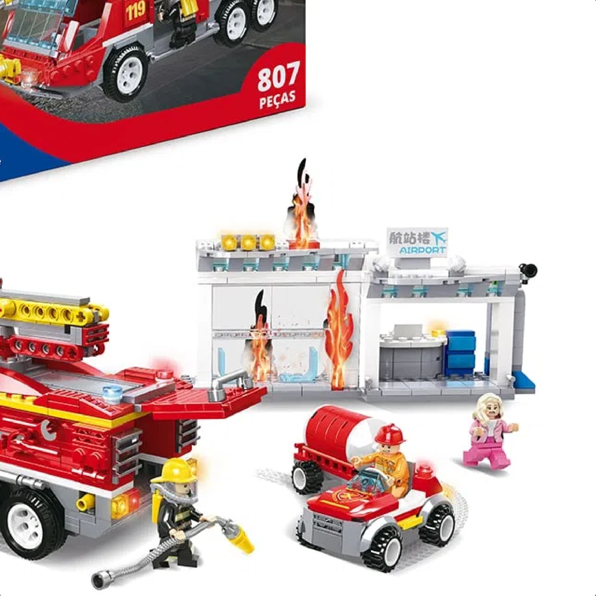 Brinquedo De Encaixe Bombeiros Ultra Caminhão E Quadriciclo 807 Peças +6 Anos Xalingo 28154