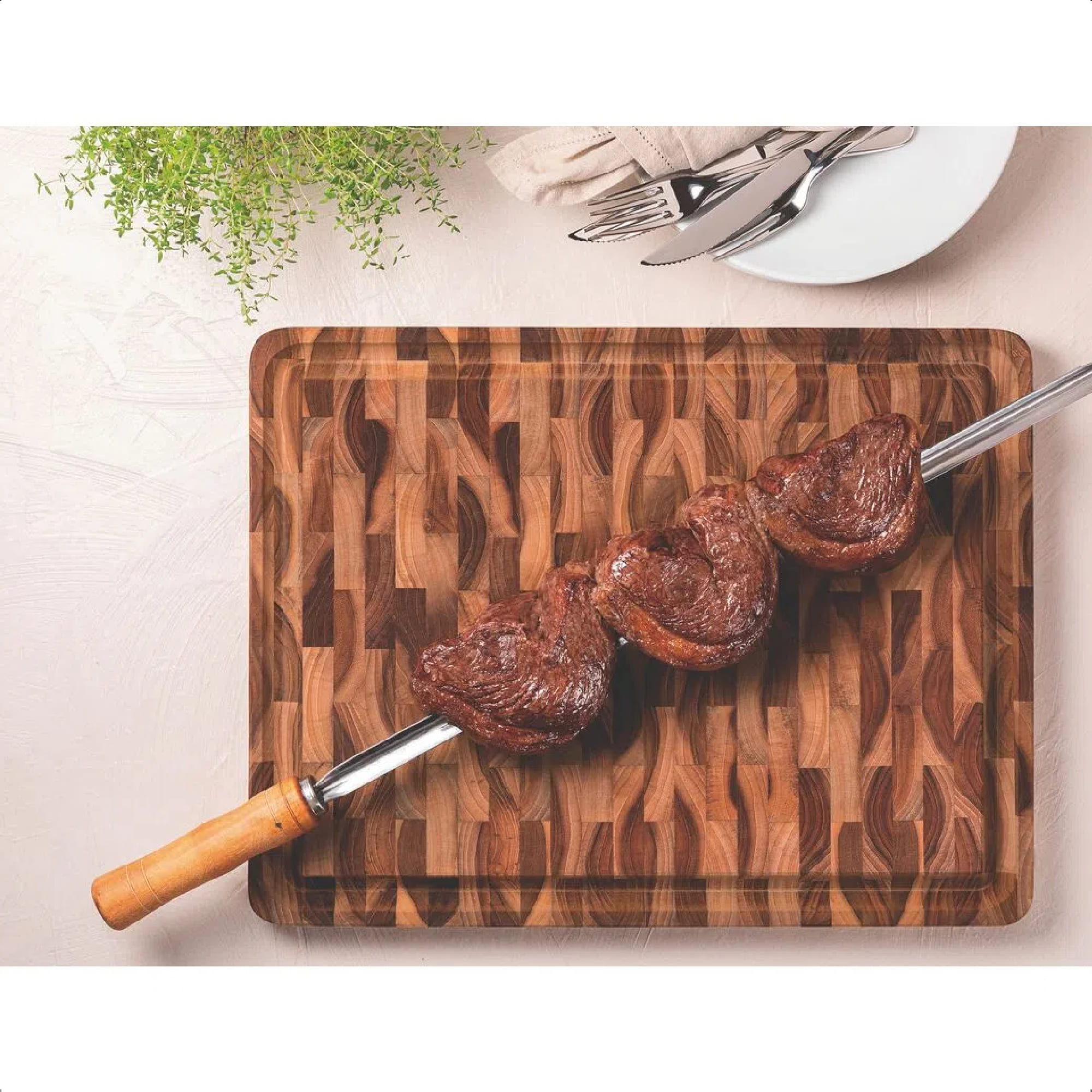 Tábua Invertida Para Churrasco Madeira Teca Óleo Mineral 45x35CM Tramontina - 13460351