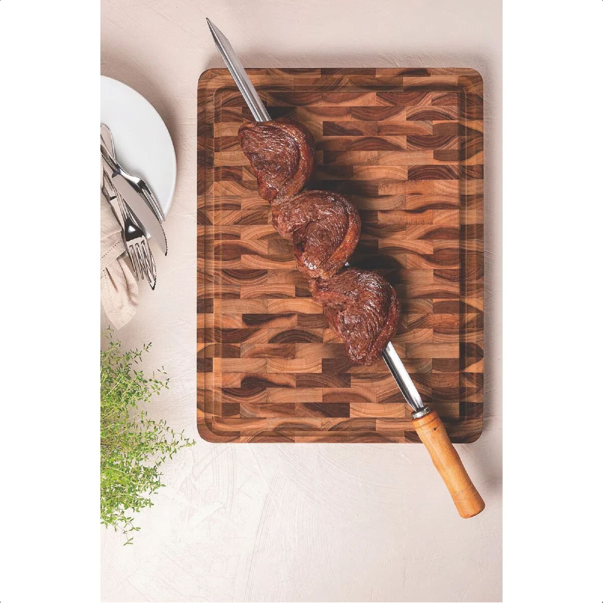 Tábua Invertida Para Churrasco Madeira Teca Óleo Mineral 45x35CM Tramontina - 13460351