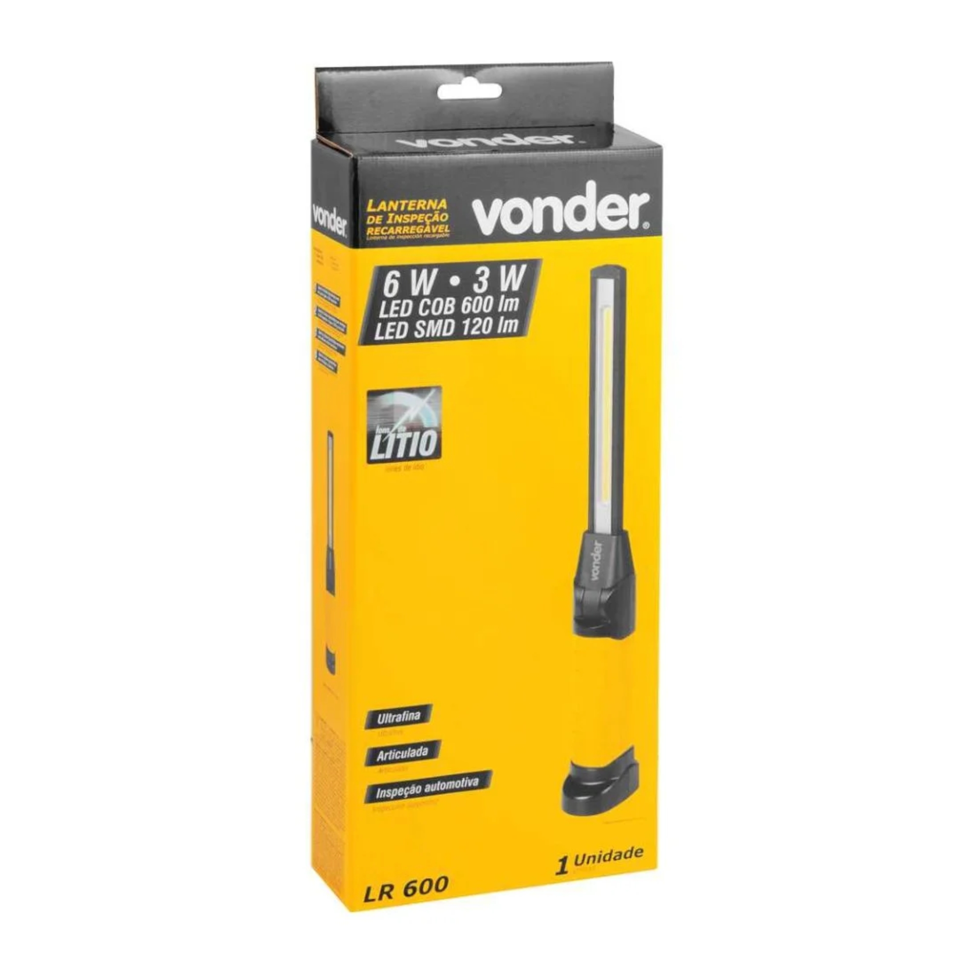 Lanterna Recarregável de Inspeção LED Ultrafina Articulada LR 600 Vonder - 8075120600