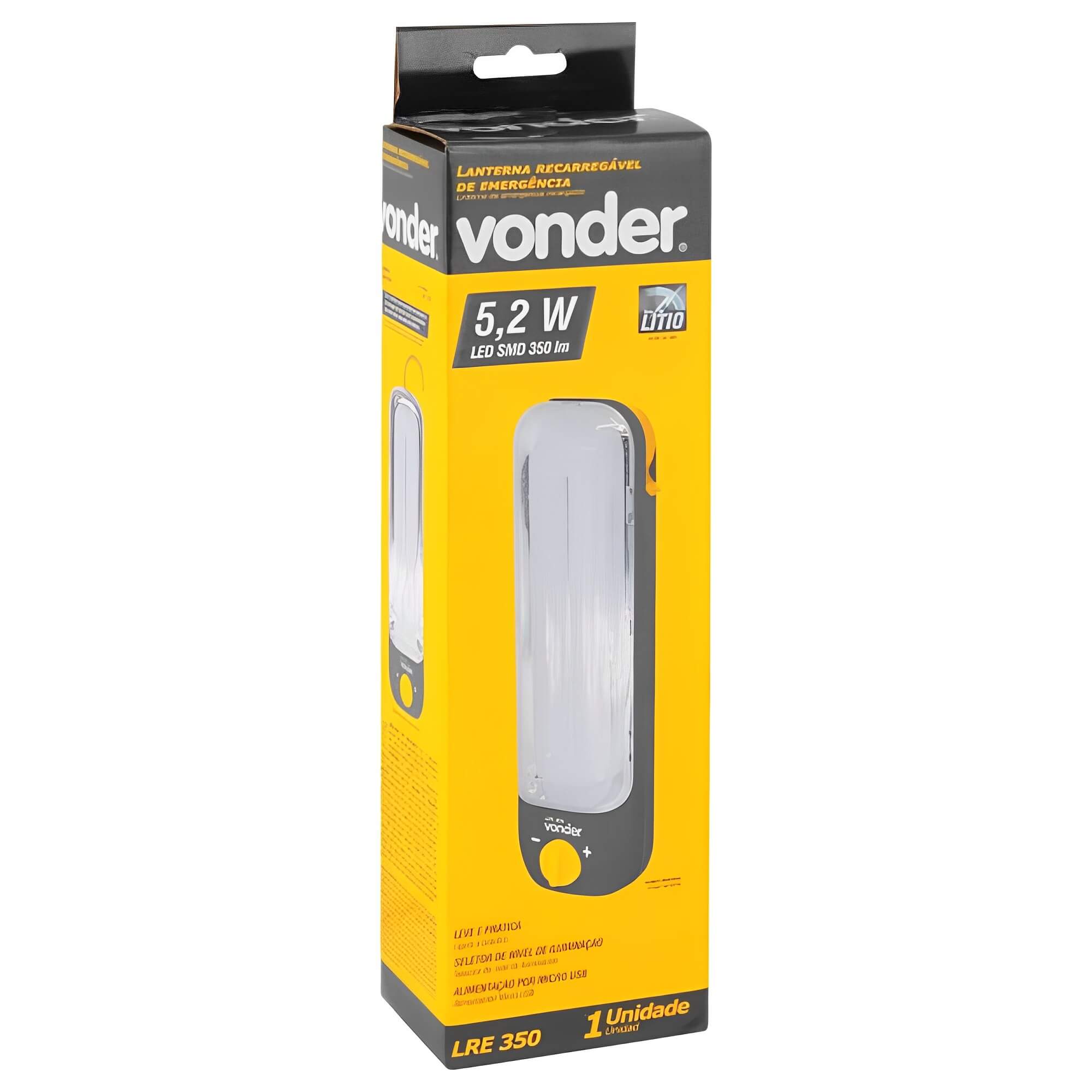 Lanterna de Emergência Recarregável 52 Leds 350 lúmens Lre 350 - Vonder 8075052350