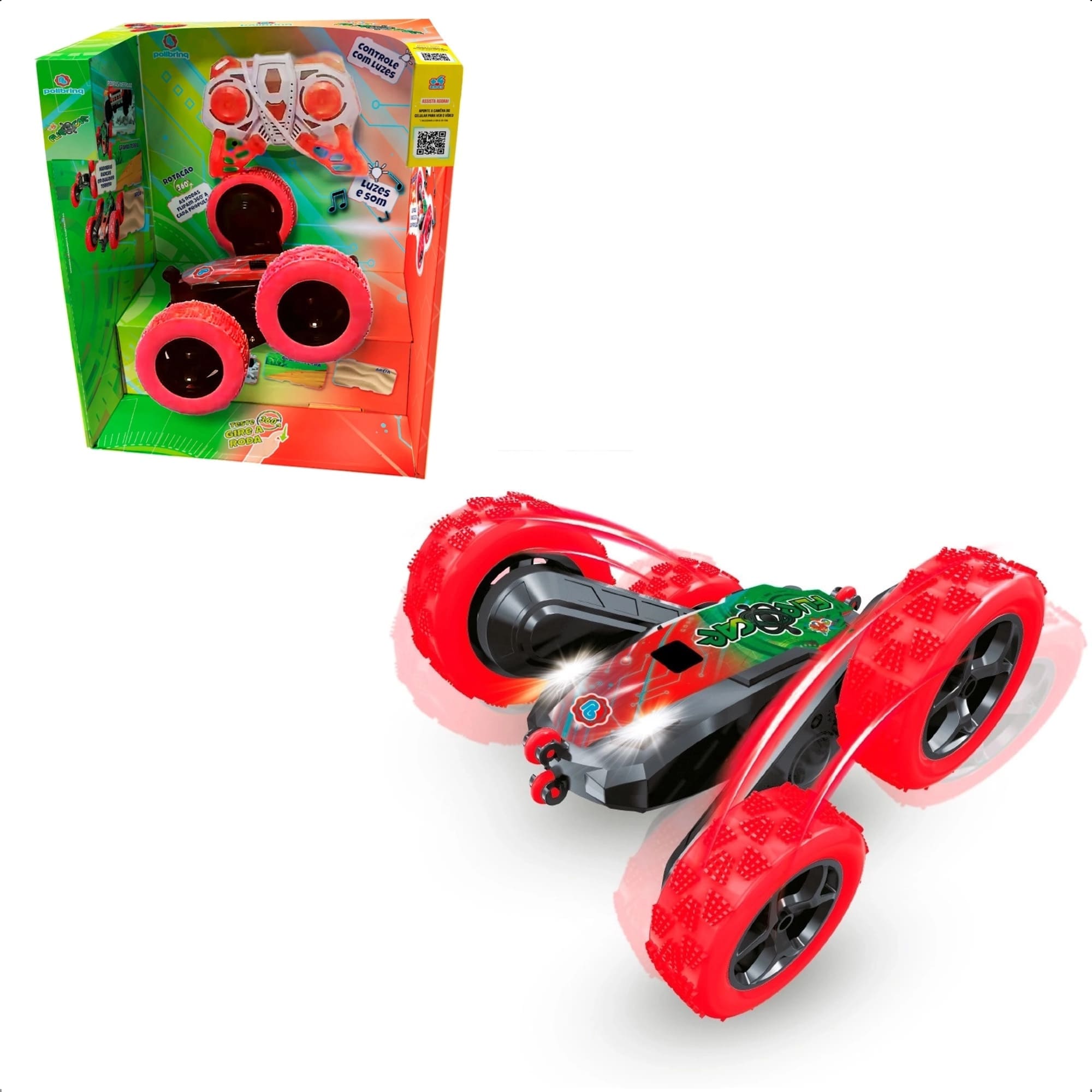 Carrinho de Controle Remoto Flipcar Manobras 4x4 Bateria Recarregável +4 Anos Polibrinq - CAR2262