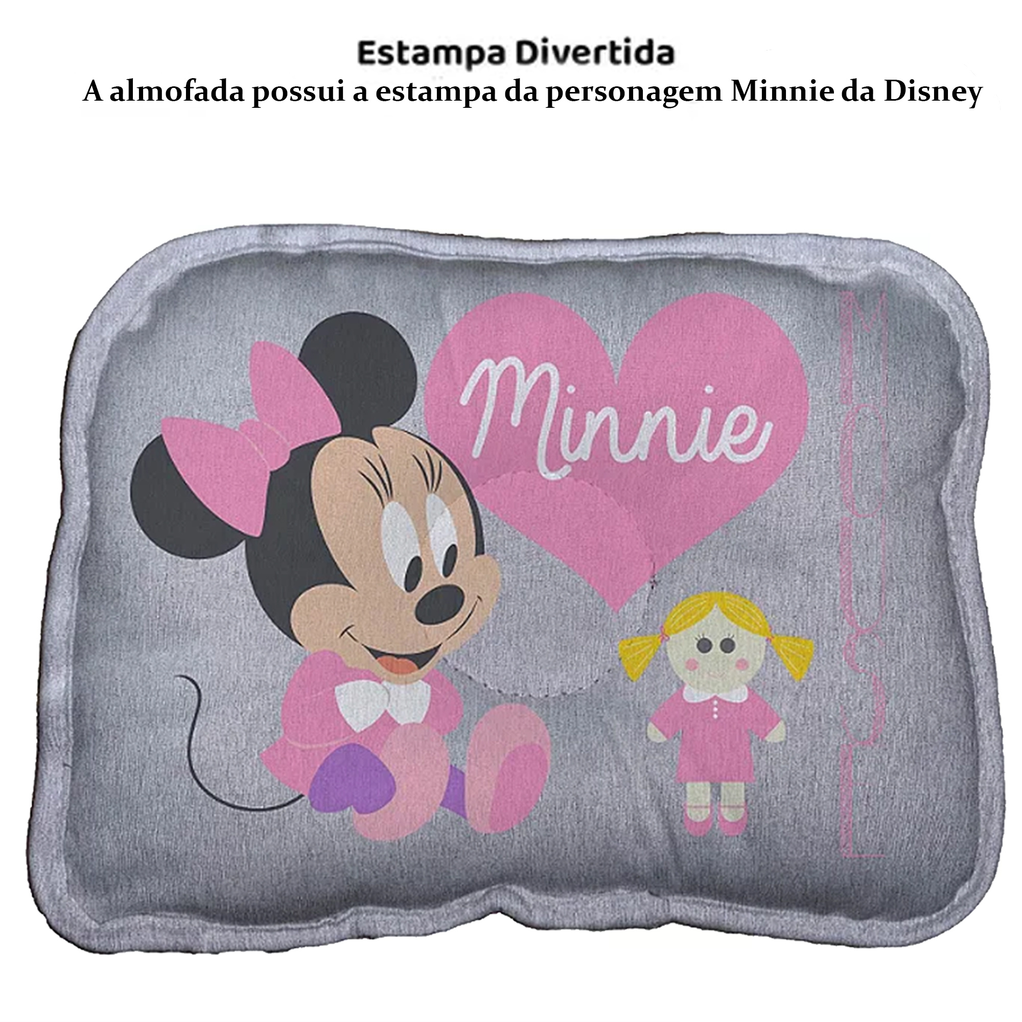 Almofada para Berço e Carrinho de Bebê Recém Nascido Minnie Disney Confortável Baby Go - 03726