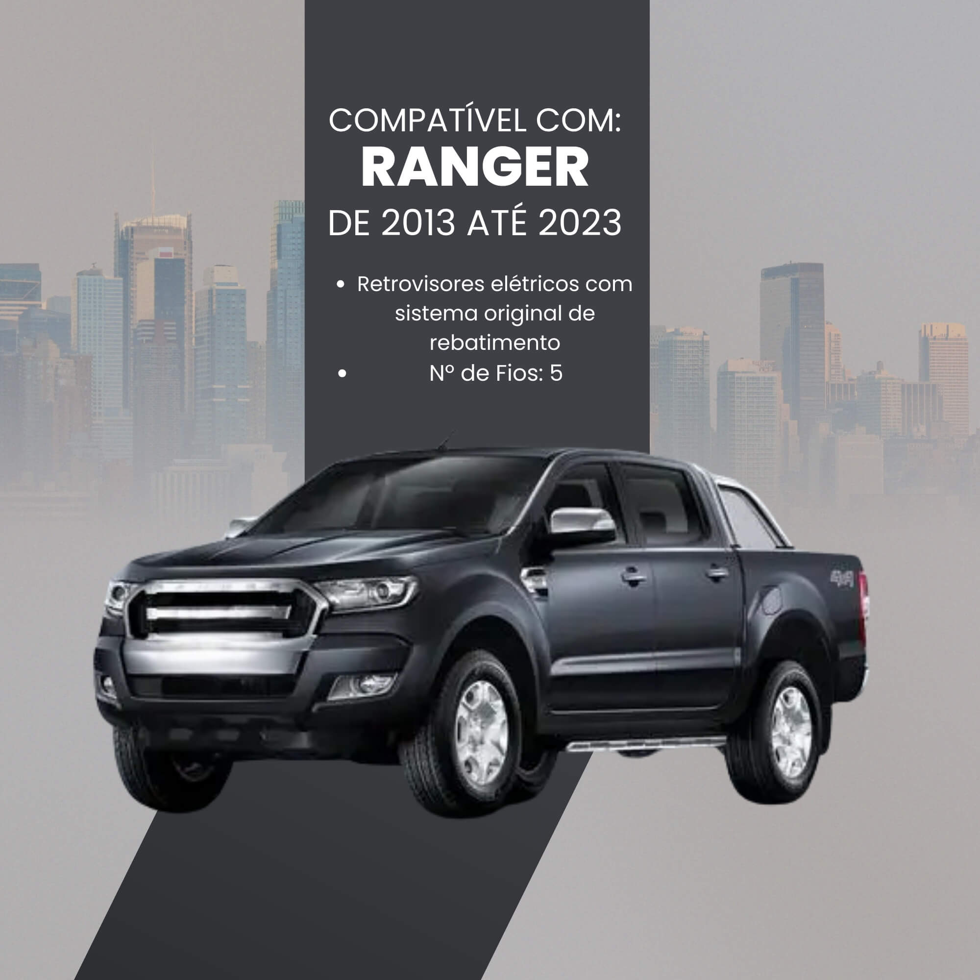 Módulo Automação de Retrovisores compatível com Ranger 2013 a 2023 Tury - PARK3.0.1L
