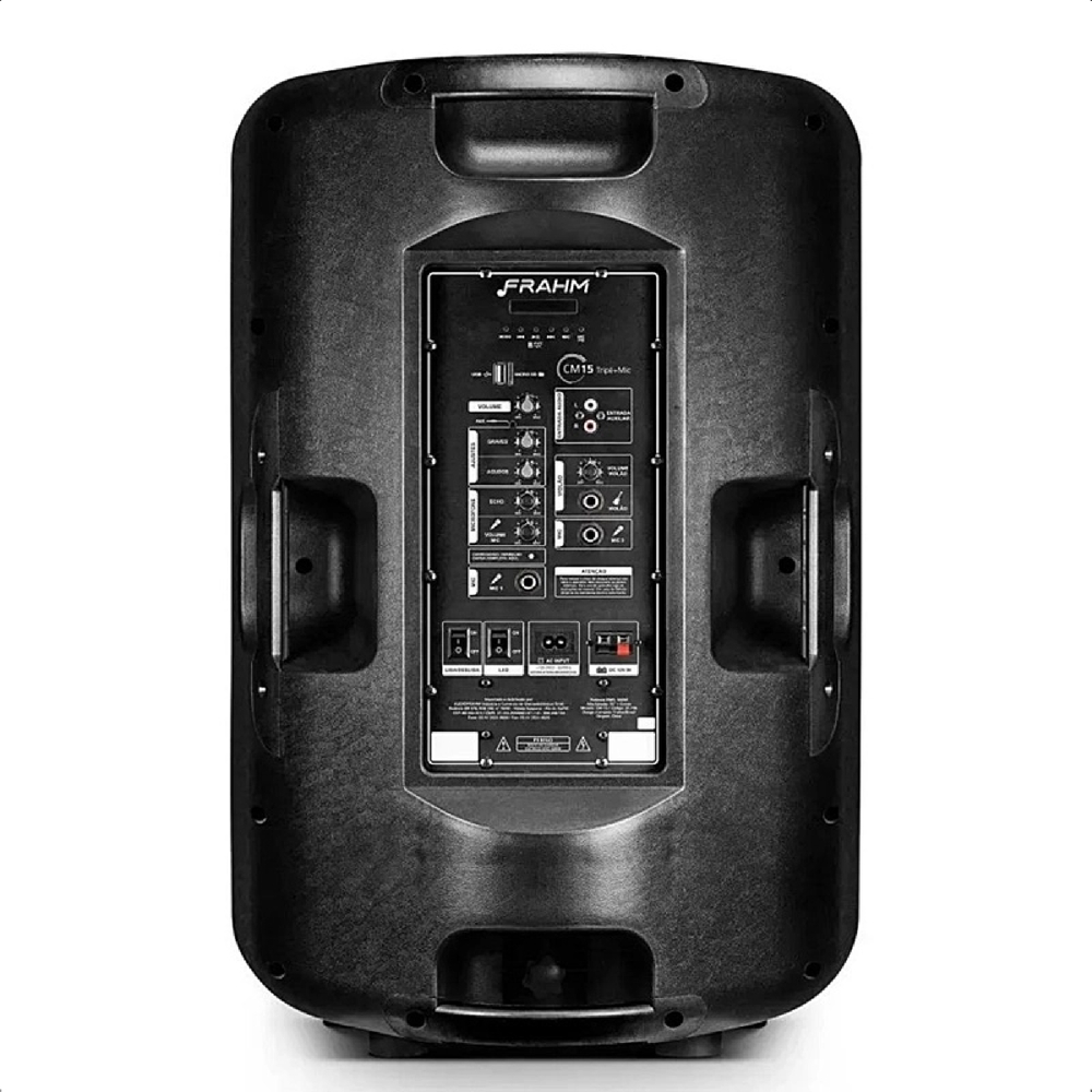 Kit Caixa De Som Ativa CM15 Com Tripé e Microfone Rms 500 Watts Alto-Falante 15" Frahm - 32273