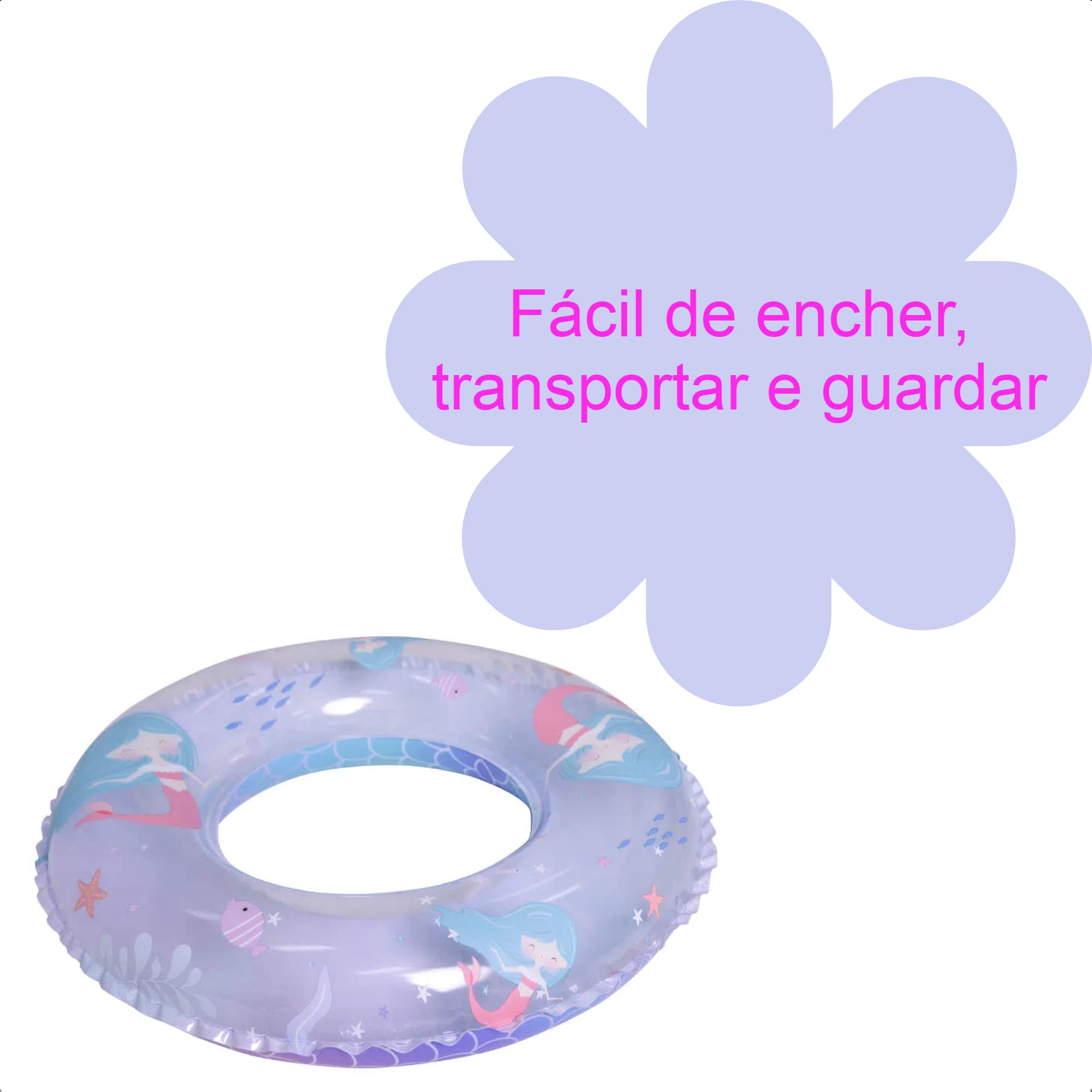 Boia Infantil Princesa Sereia 60cm Tamanho Único Piscina Ou Praia - Atrio ES295