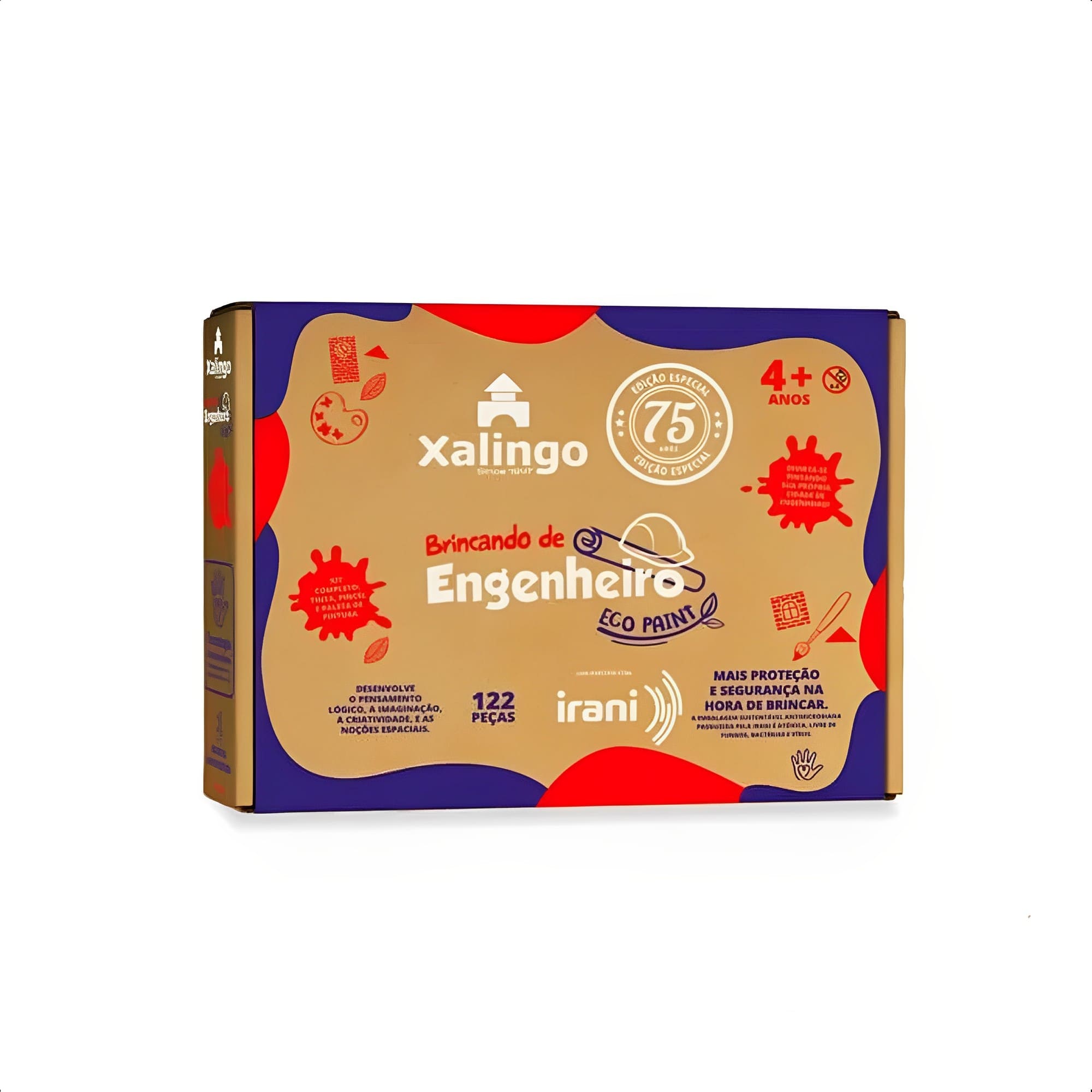 Brinquedo Engenheiro Eco Paint 122 Peças c/ 6 Tintas Guache e 1 Pincel Xalingo - 52780
