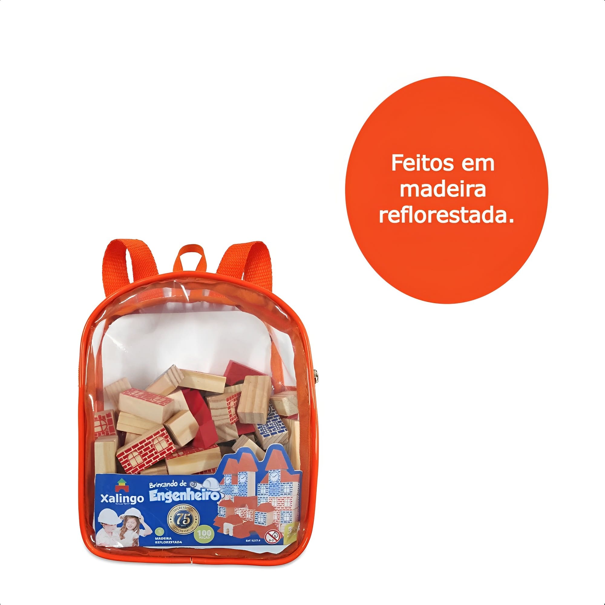 Brincando De Engenheiro Minha Mochilinha Infantil +3 Anos Com Brinquedos De Montar 100 Pçs 52779