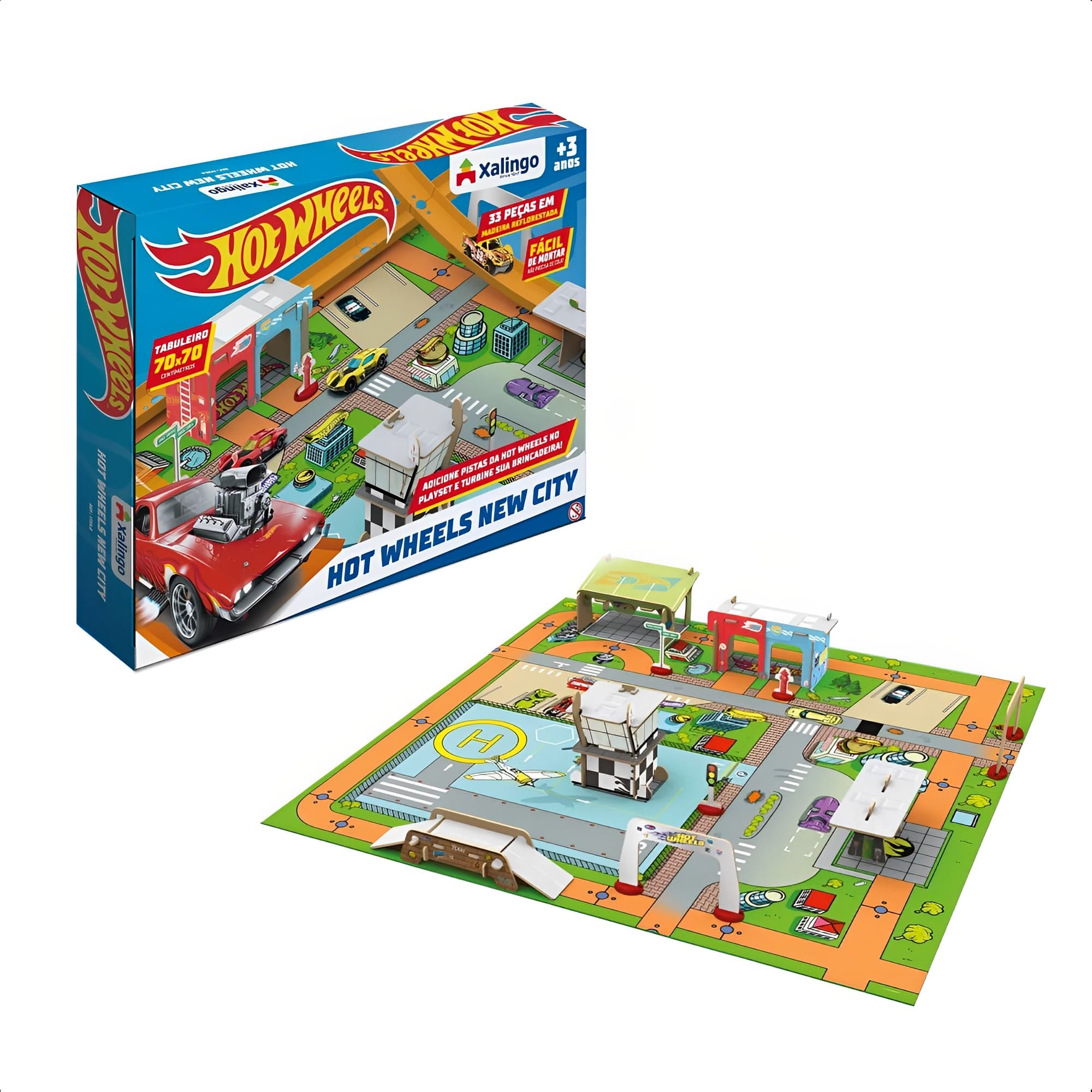 Brinquedo Playset Hot Wheels New City 33 Pç. Infantil +3 Anos Colorido Faz de Conta Xalingo-17398