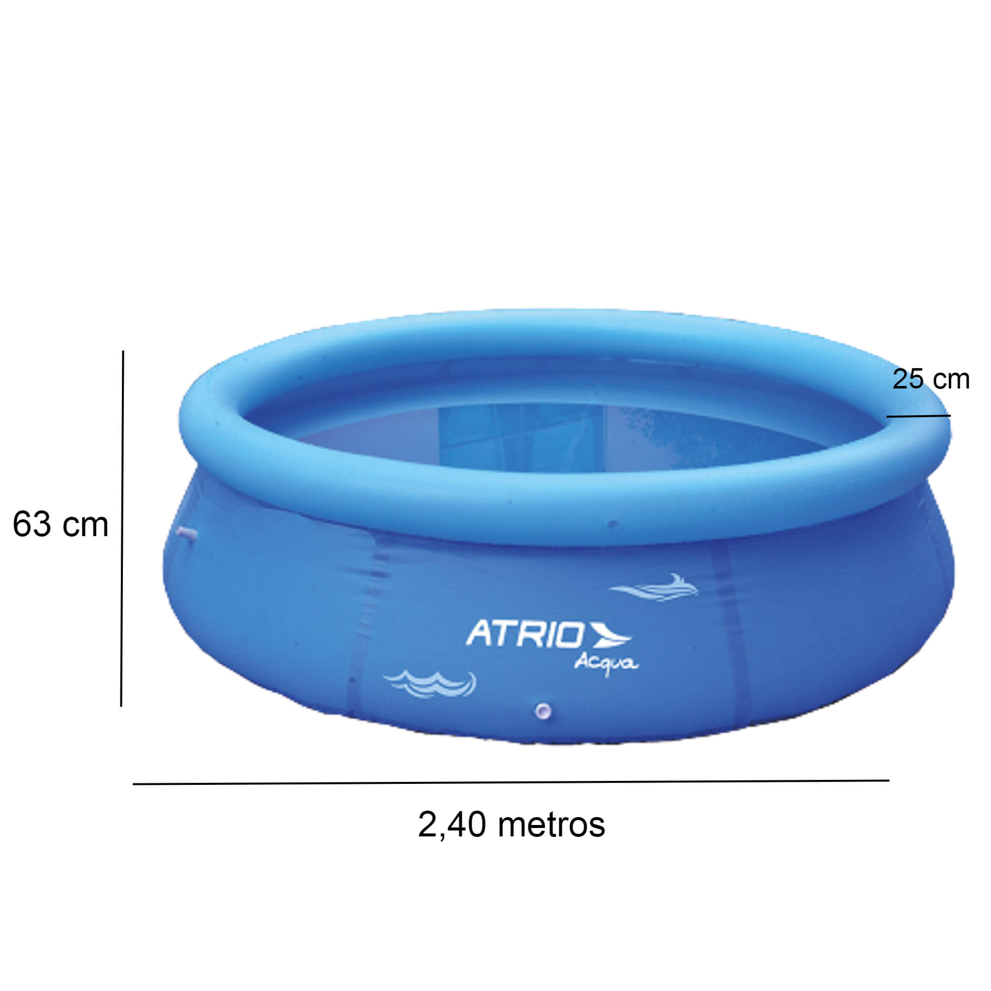 Kit Piscina Inflável Circular PVC Azul 2500L Atrio - ES304 + Bomba de ar + Lona para Cobrir 3x3m