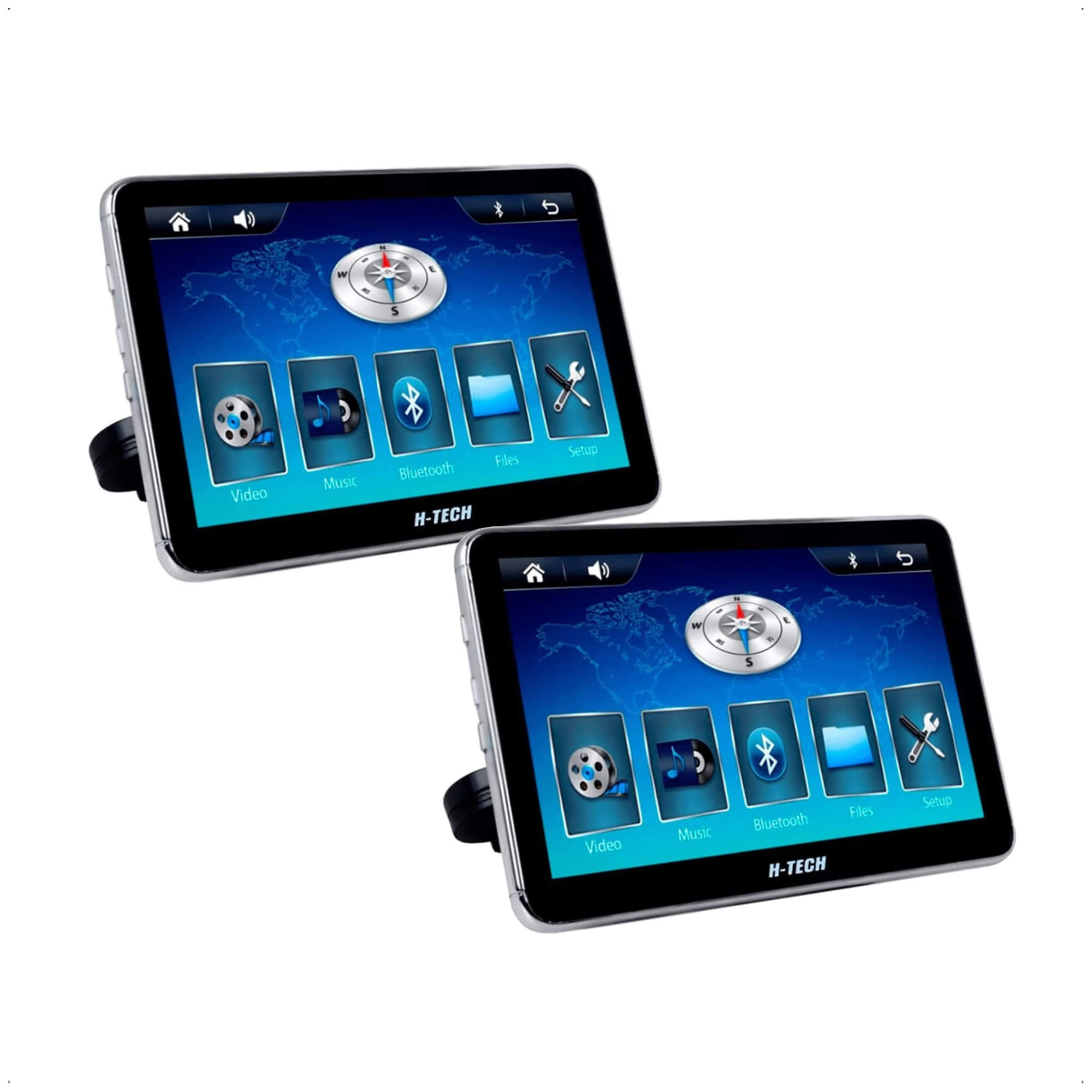 COMP Kit 2 Encostos de Cabeça Tela 8'' USB/AUX/BT/SD CARD com Espelhamento Android H-Tech - ET-801