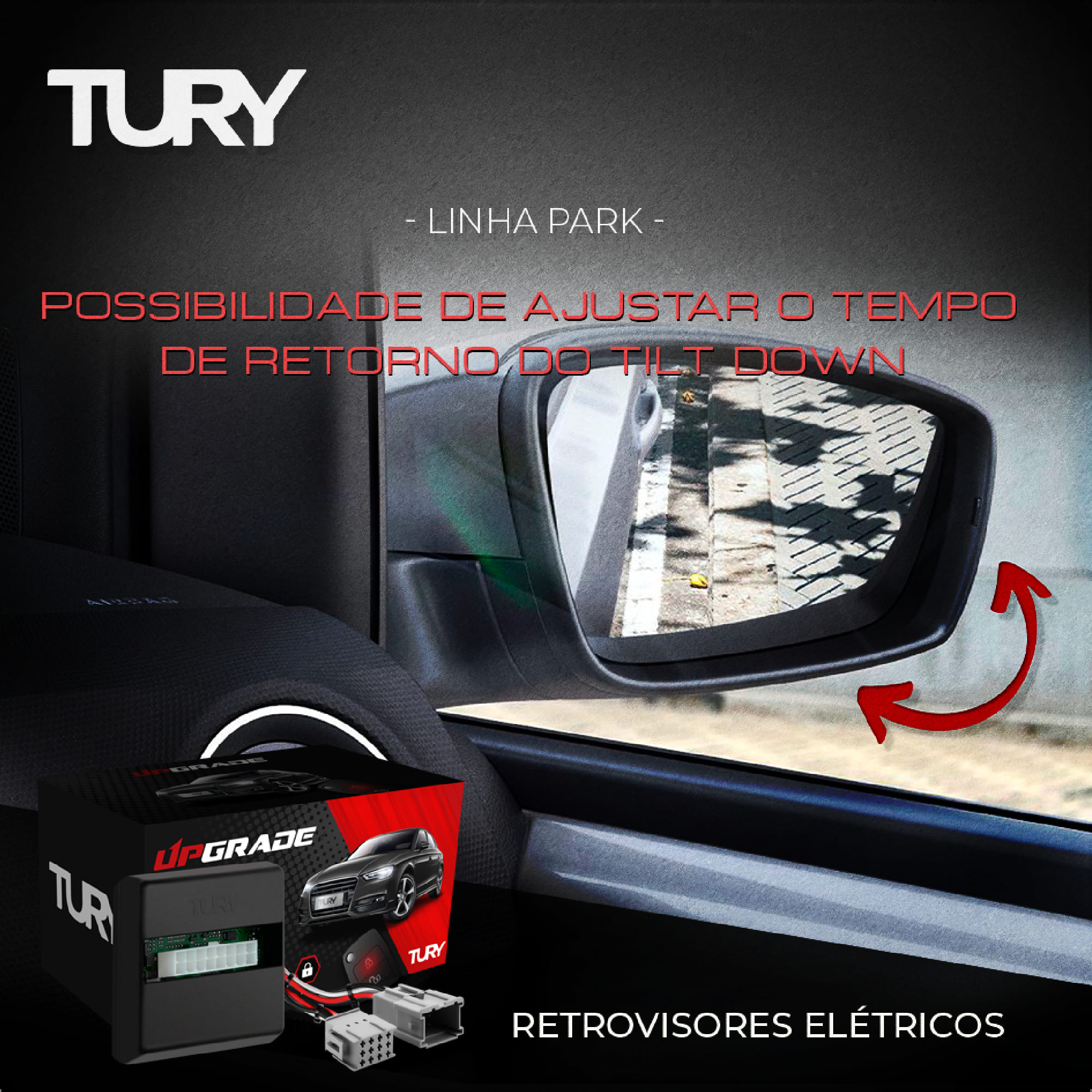 Módulo Retrovisor Tilt Down Rebatimento Kia Rio 2017+ / Stonic 2021+ Tury PARK3.4.3DS