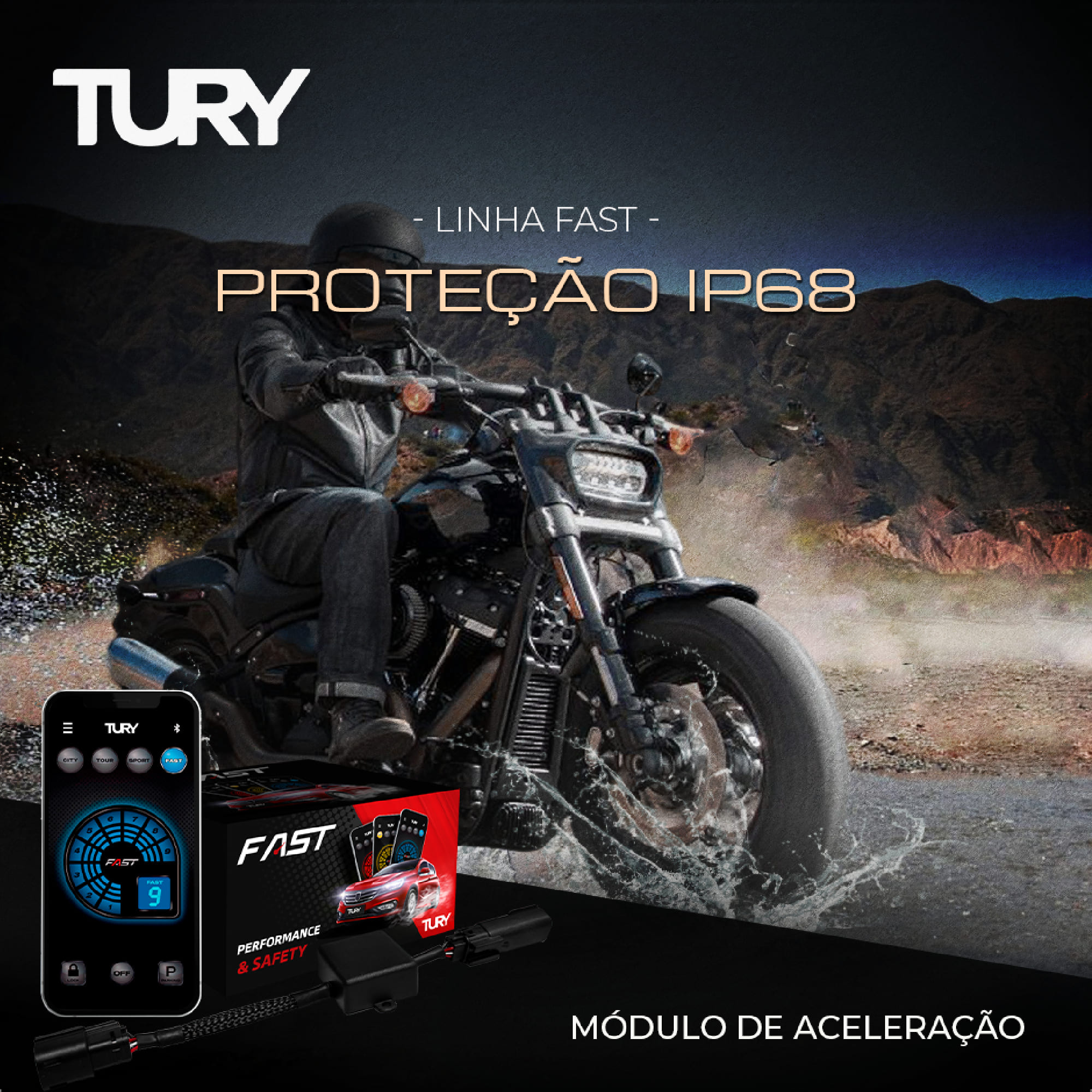 Módulo de Aceleração Para Motos Plug in Play Street Glide / Electra Glide / - Tury FAST_IP_3.3G