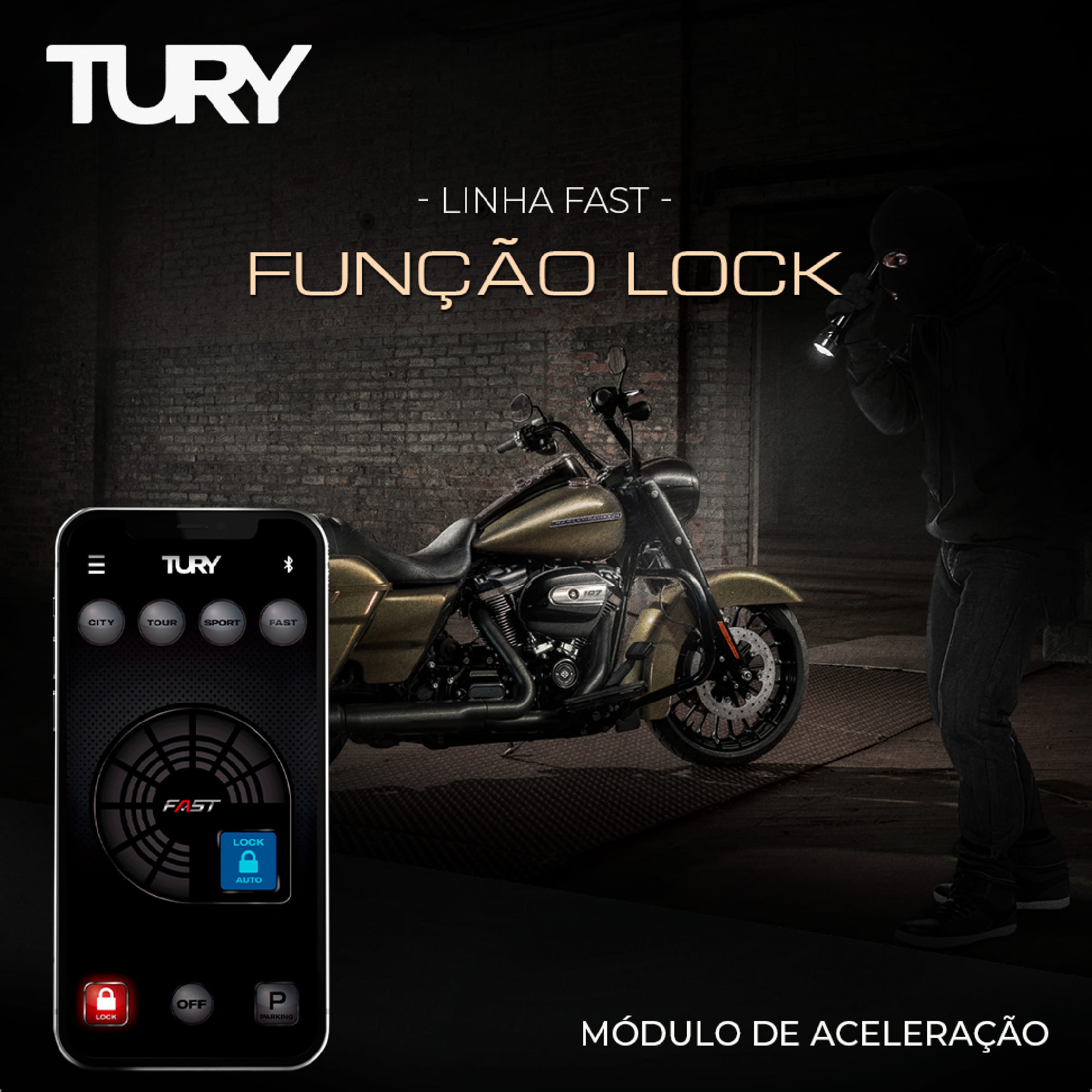 Módulo de Aceleração Para Motos Plug in Play Street Glide / Electra Glide / - Tury FAST_IP_3.3G