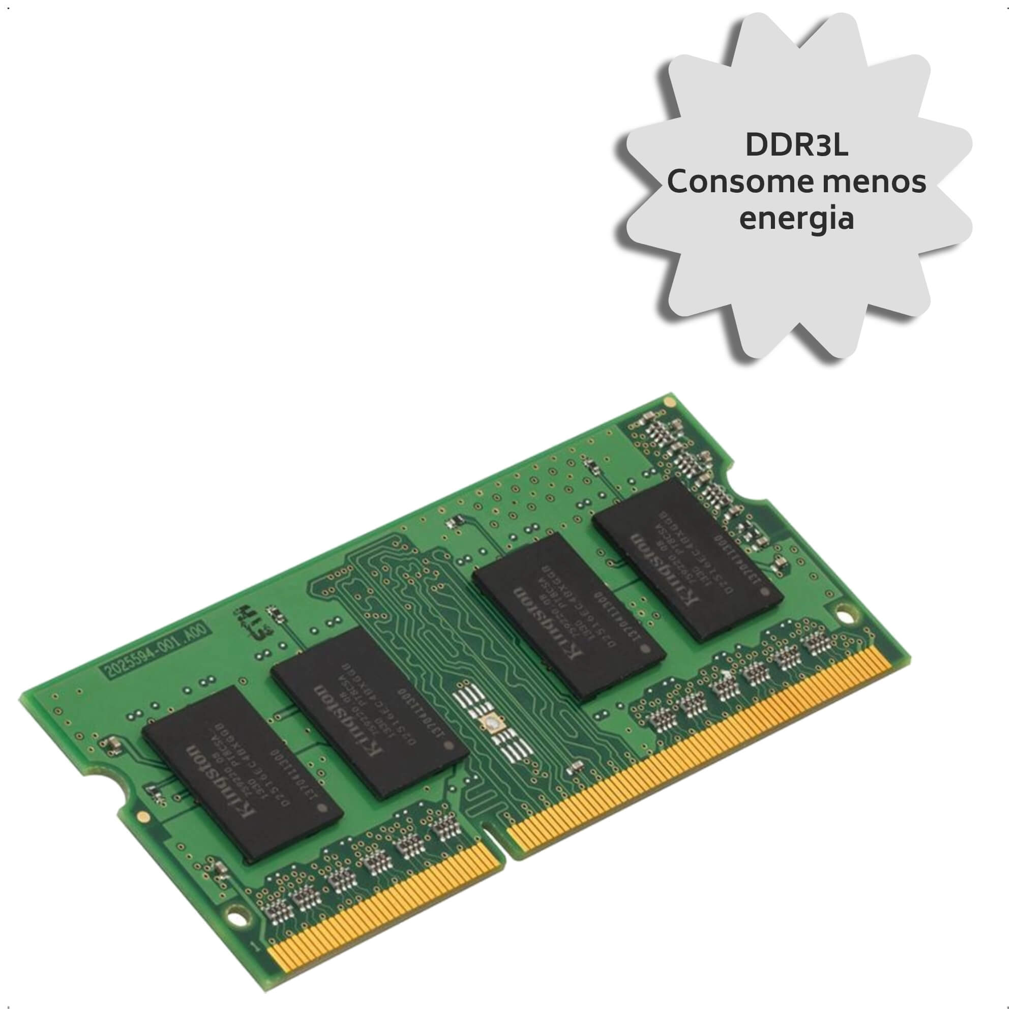 Memoria de Notebook 4GB Kingston DDR3L 1600MHZ Baixo Consumo de Energia - KVR16LS11/4